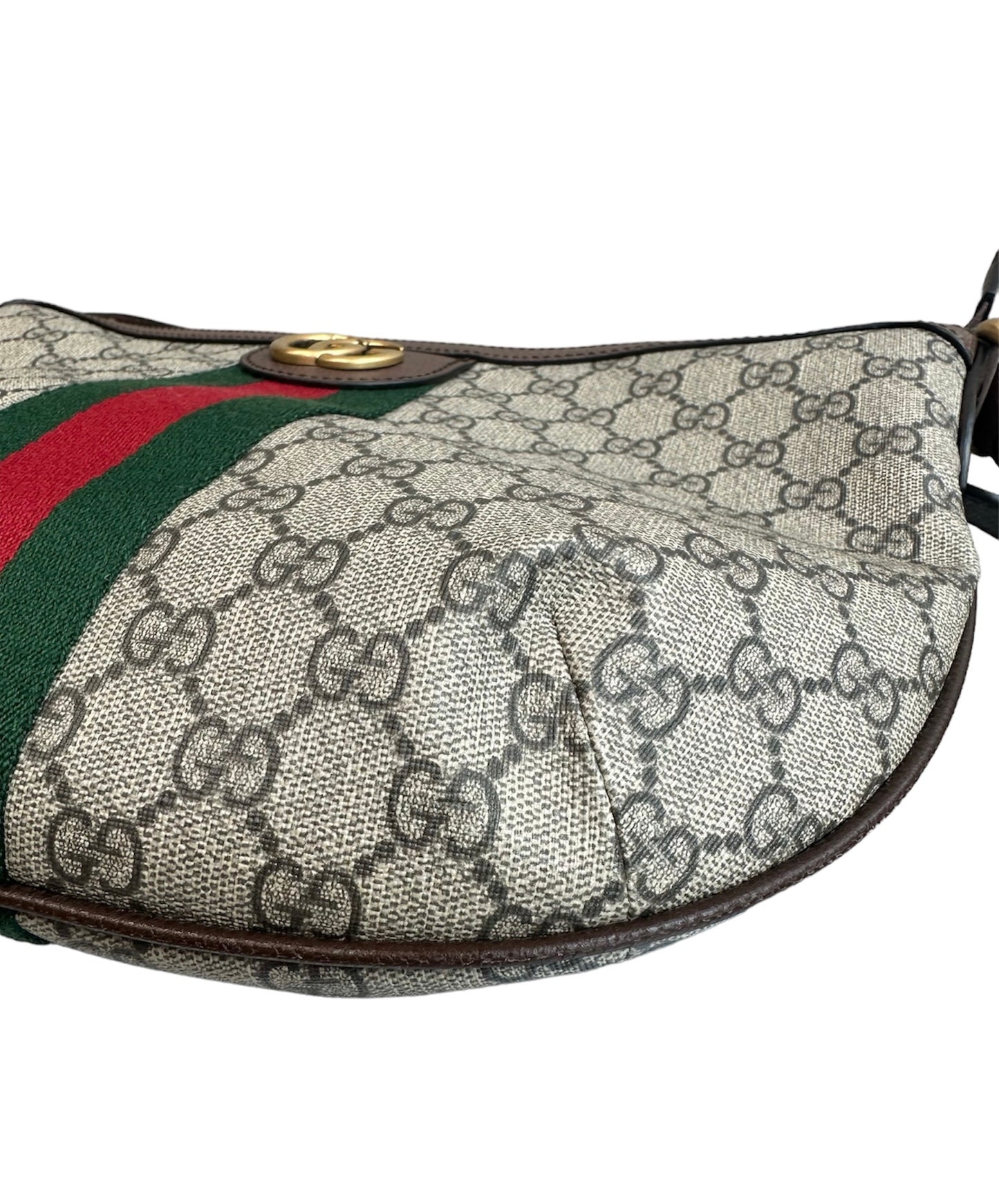GUCCI - GG Supreme Web Small Ophidia Half Moon Hobo