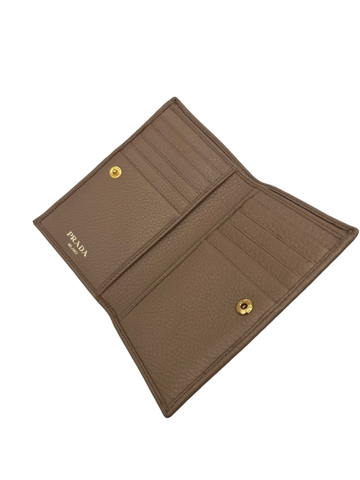 PRADA - Billetero de piel marrón claro