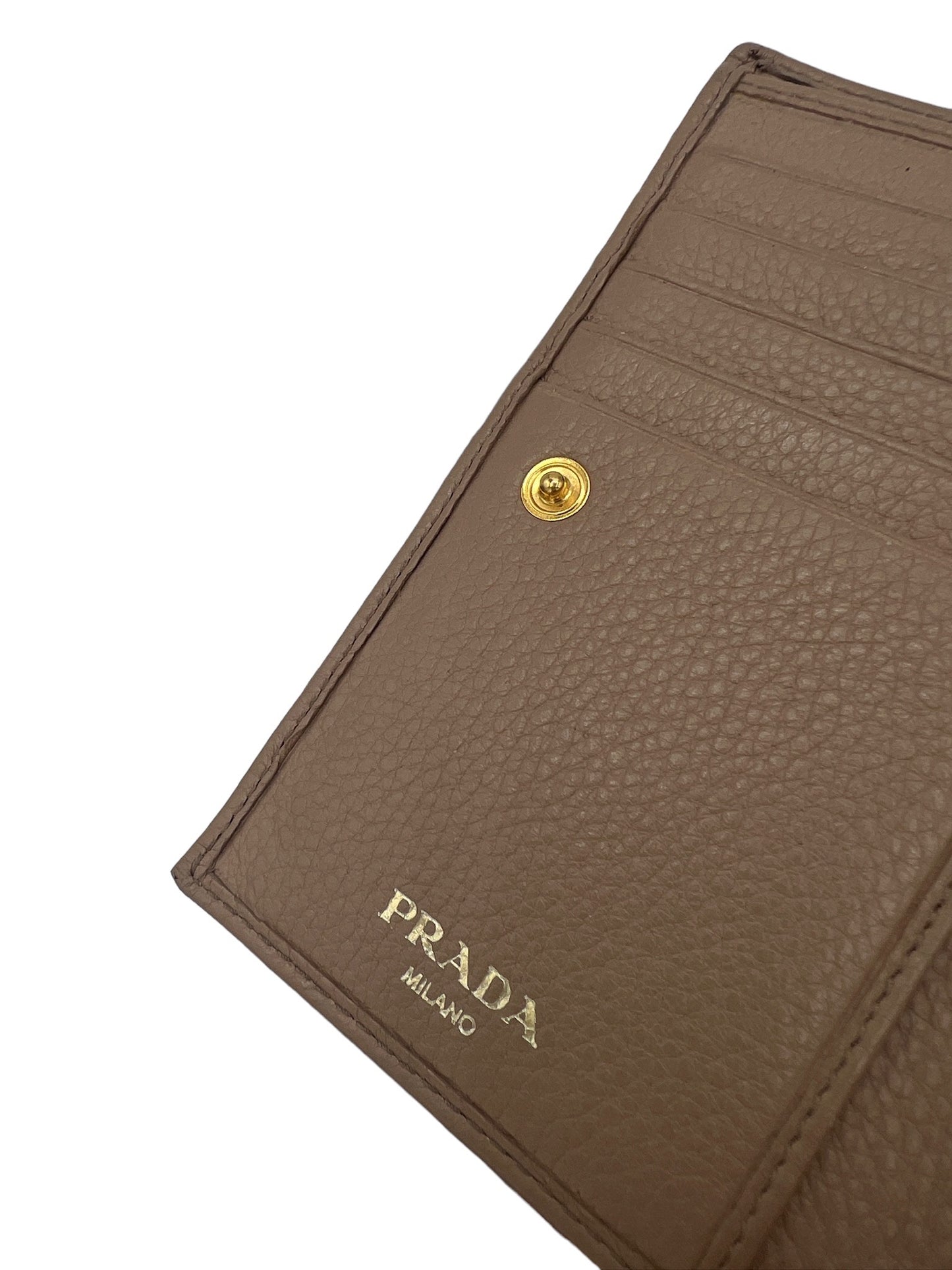 PRADA - Billetero de piel marrón claro