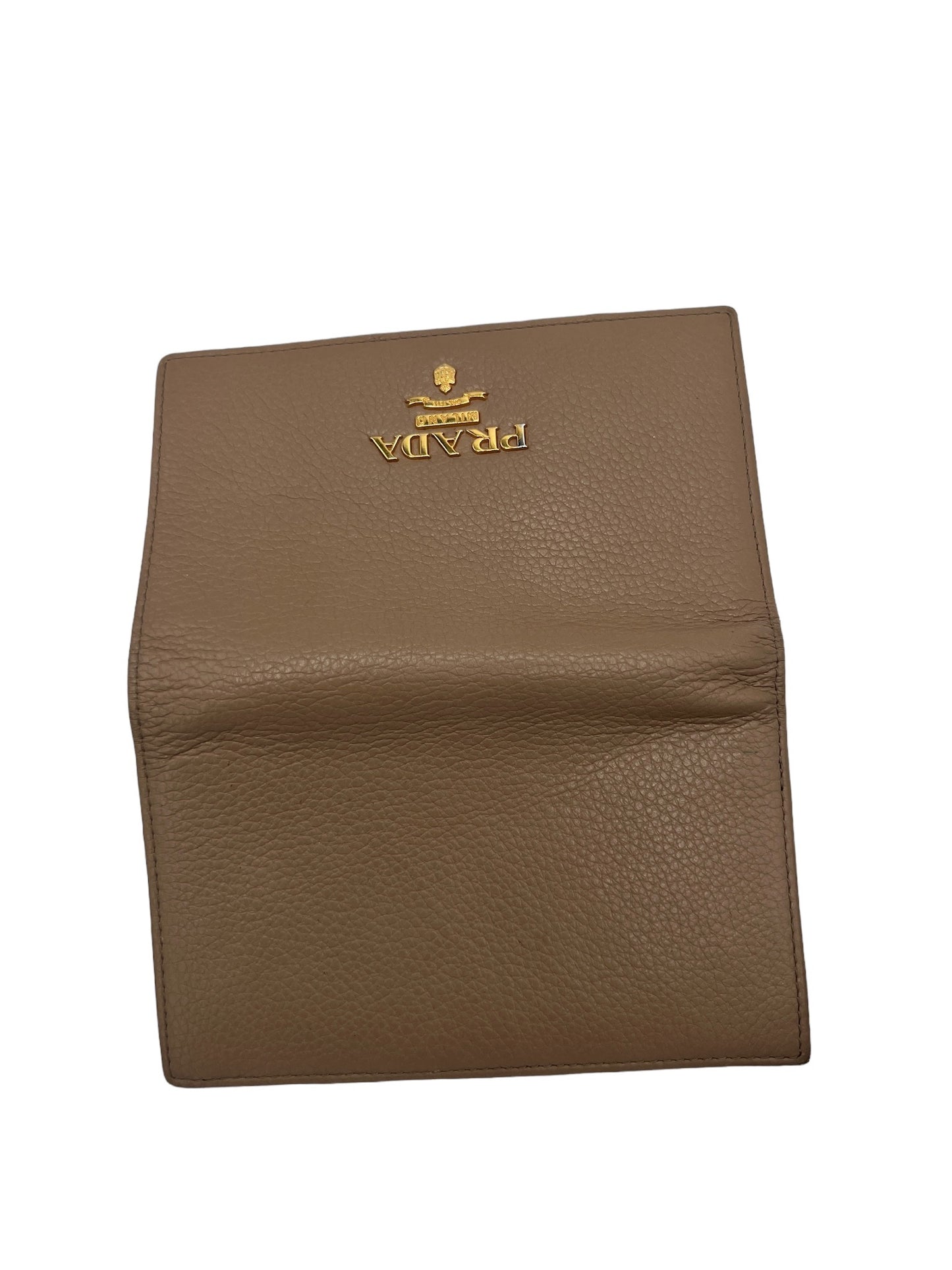 PRADA - Billetero de piel marrón claro