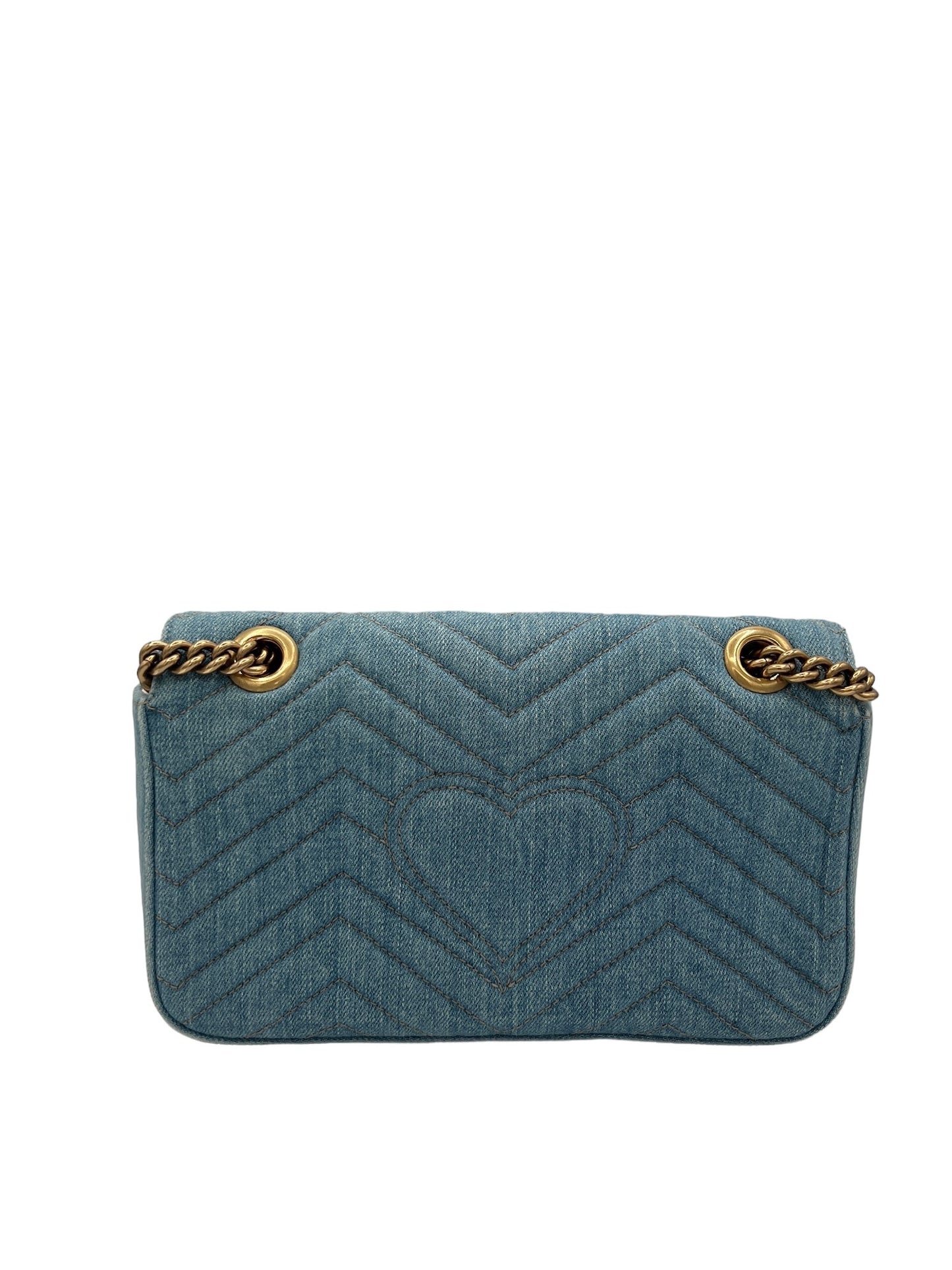 GUCCI - GG Marmont Light Blue Denim Shoulder Bag