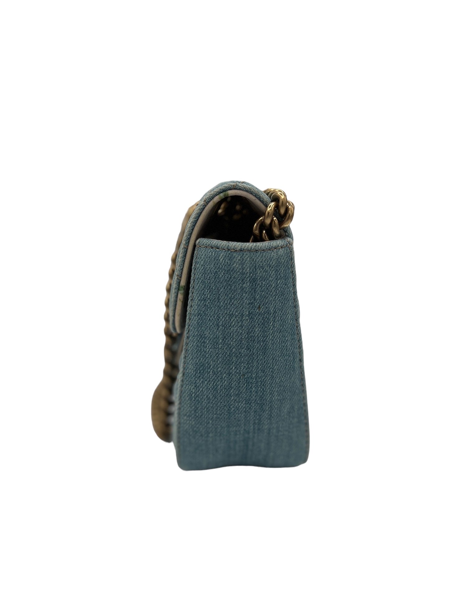 GUCCI - GG Marmont Light Blue Denim Shoulder Bag