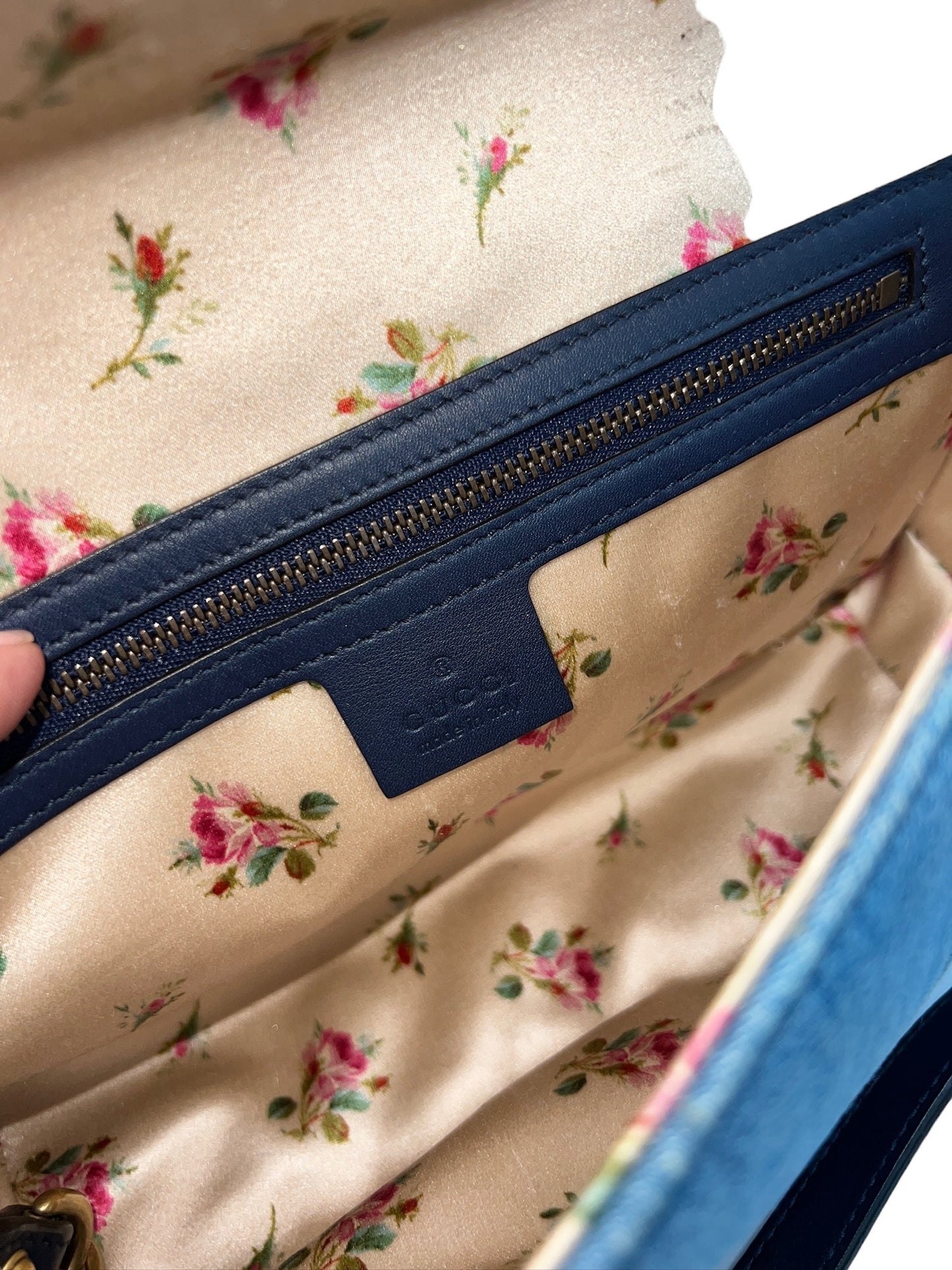 GUCCI - GG Marmont Light Blue Denim Shoulder Bag