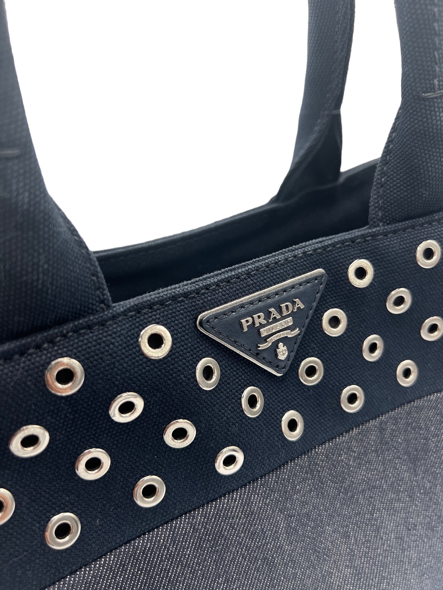PRADA - Dark Navy Denim Canapa Tote Bag