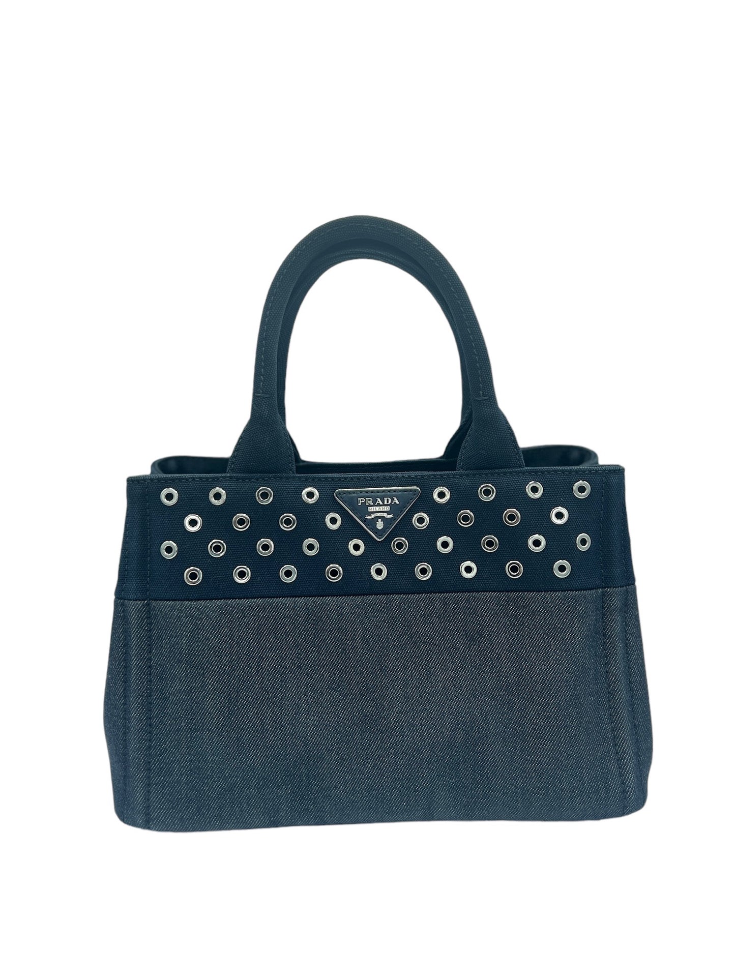 PRADA - Dark Navy Denim Canapa Tote Bag