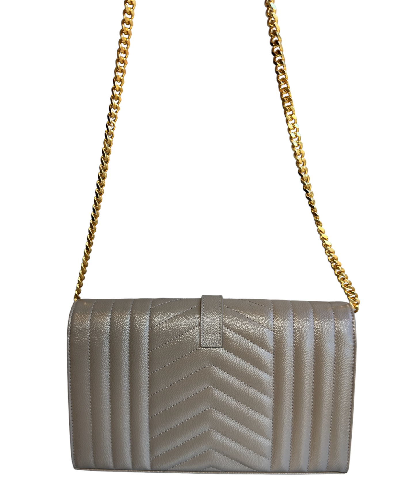SAINT LAURENT - Envelope Quilted Grain de Poudre