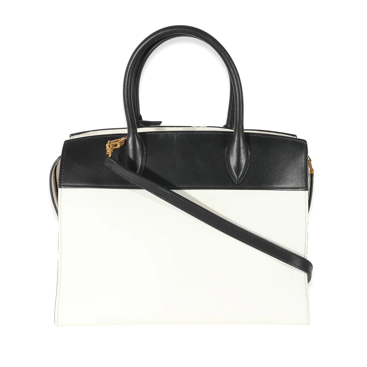 PRADA - White Saffiano City Calf Esplanade Tote