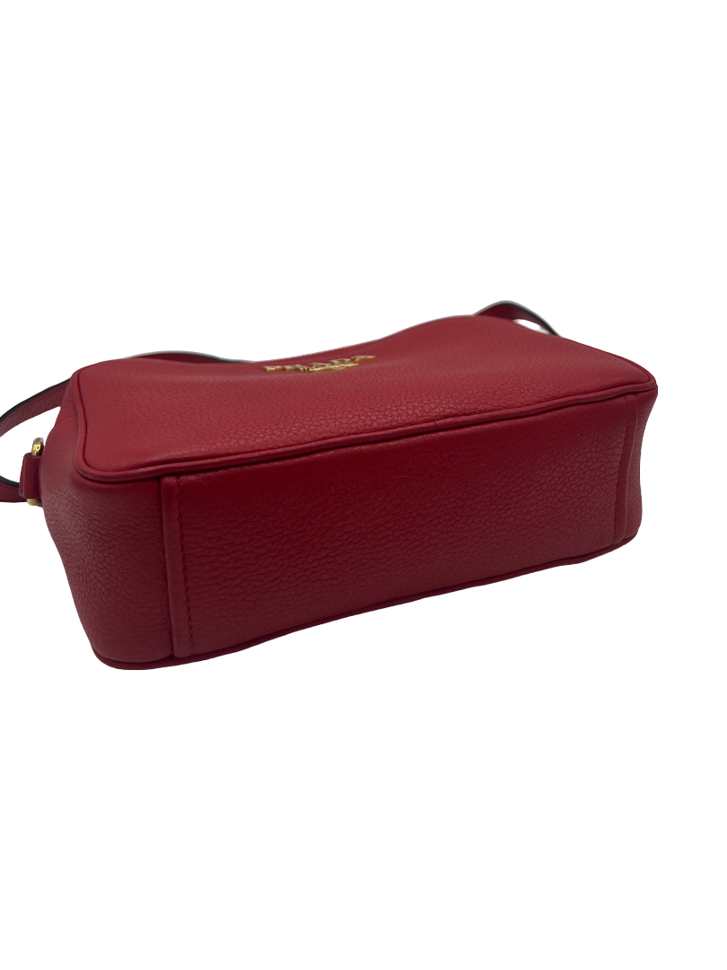 PRADA - Red Leather Crossbody Bag