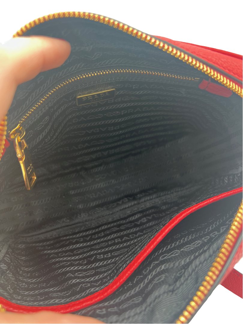 PRADA - Red Leather Crossbody Bag