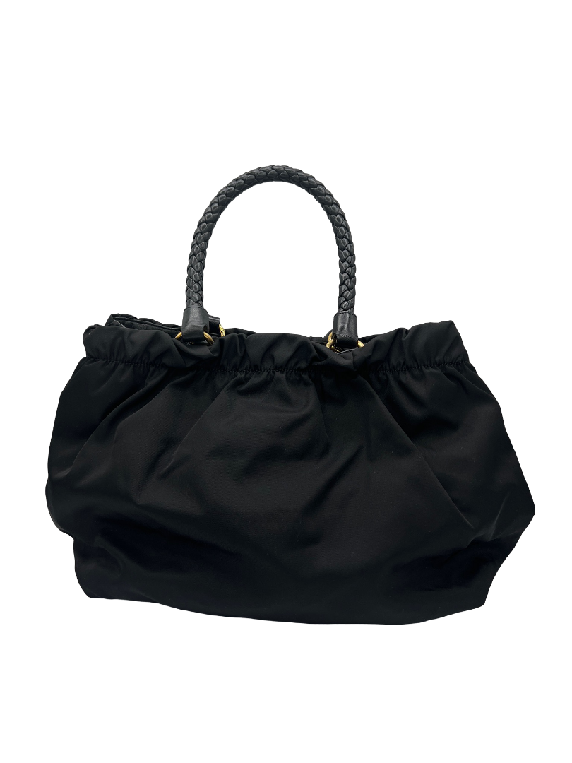 PRADA - Gathered Tote Bag Black Nylon