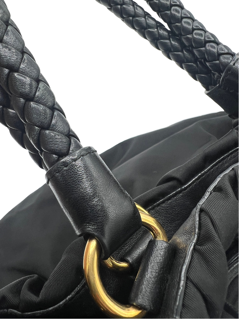 PRADA - Gathered Tote Bag Black Nylon