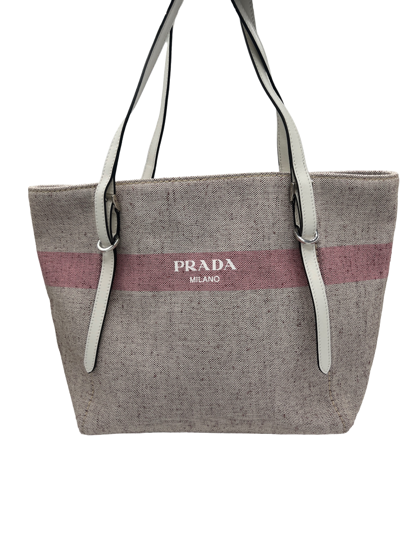 PRADA - Logo Belted Shopping Tote Canvas Medium