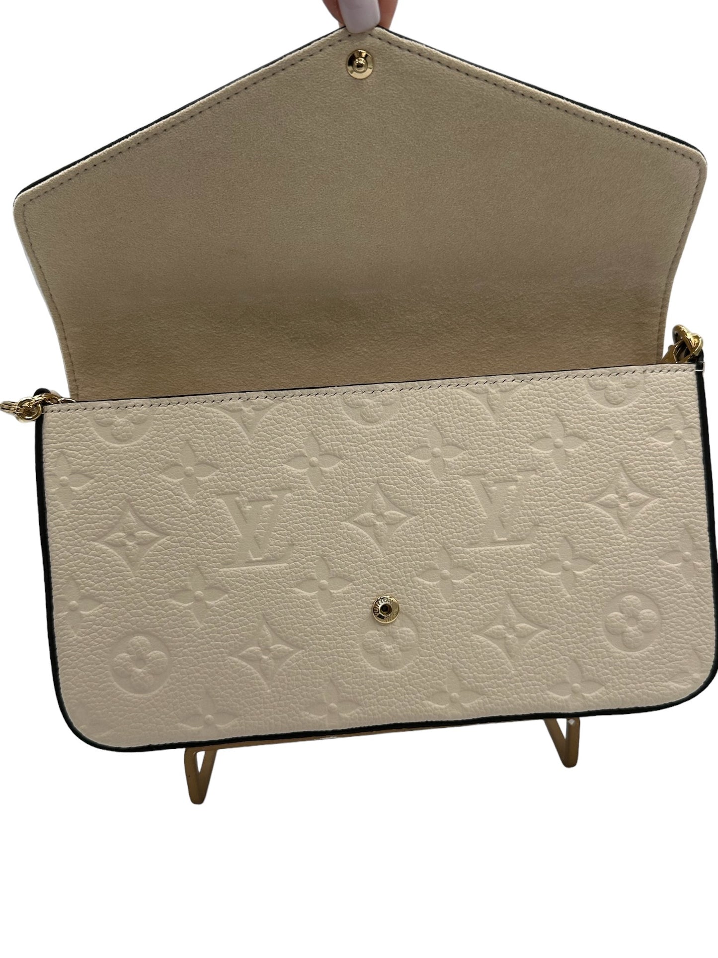 LOUIS VUITTON - Felicie Cream Monogram Empreinte Leather Crossbody Bag