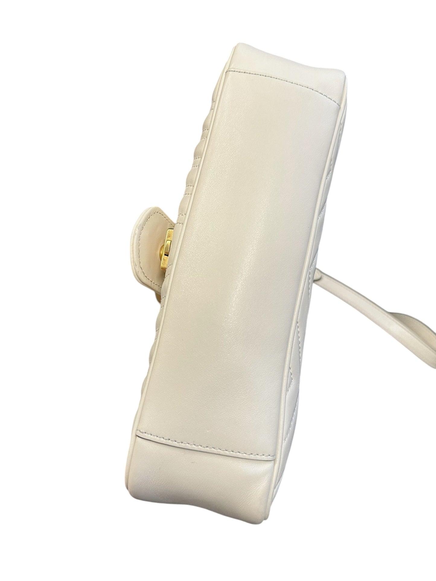 GUCCI - White Matelasse Calfskin Small GG Marmont Bag