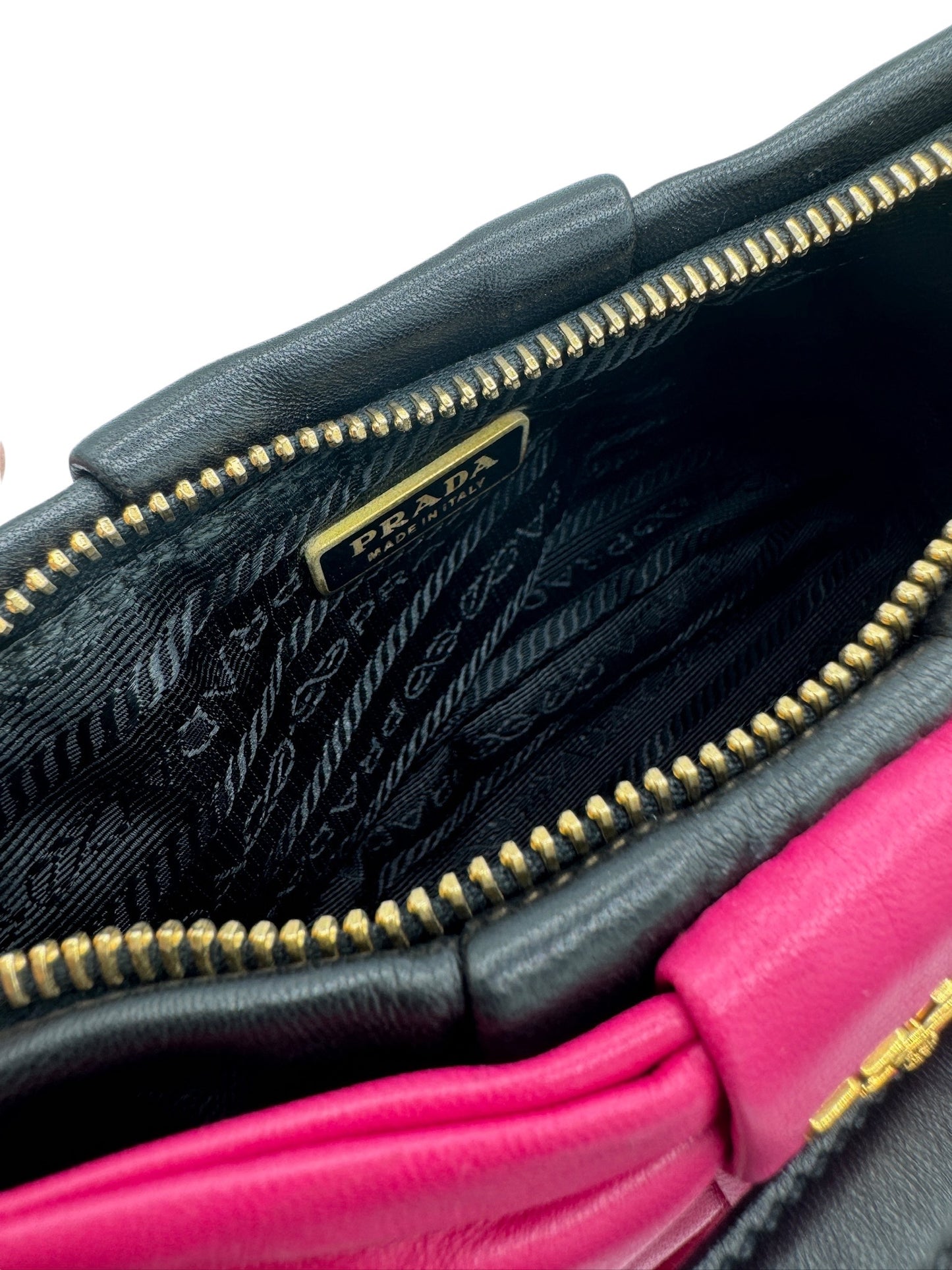 PRADA - Black & Pink Ribbon Shoulder Bag