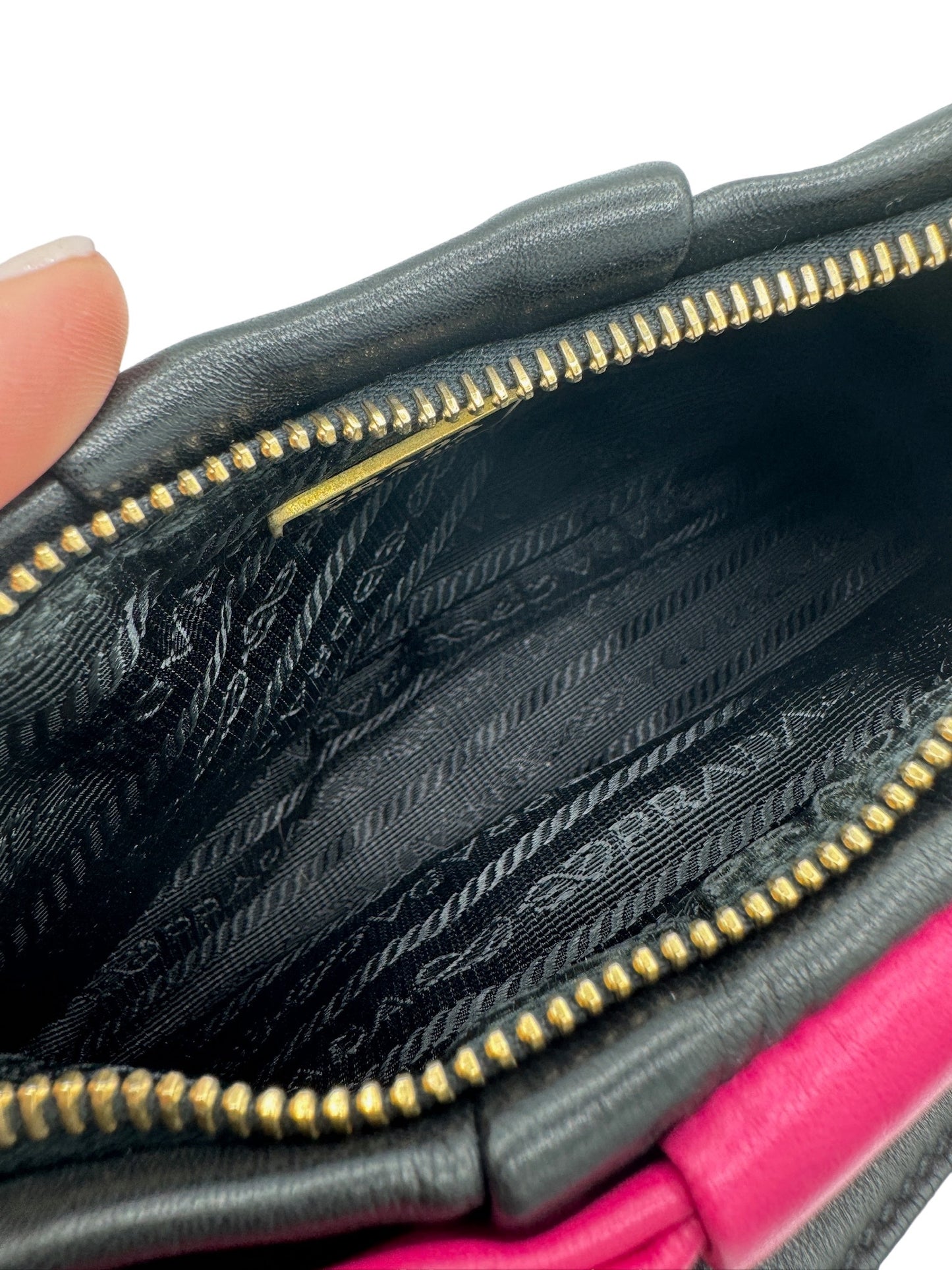 PRADA - Black & Pink Ribbon Shoulder Bag