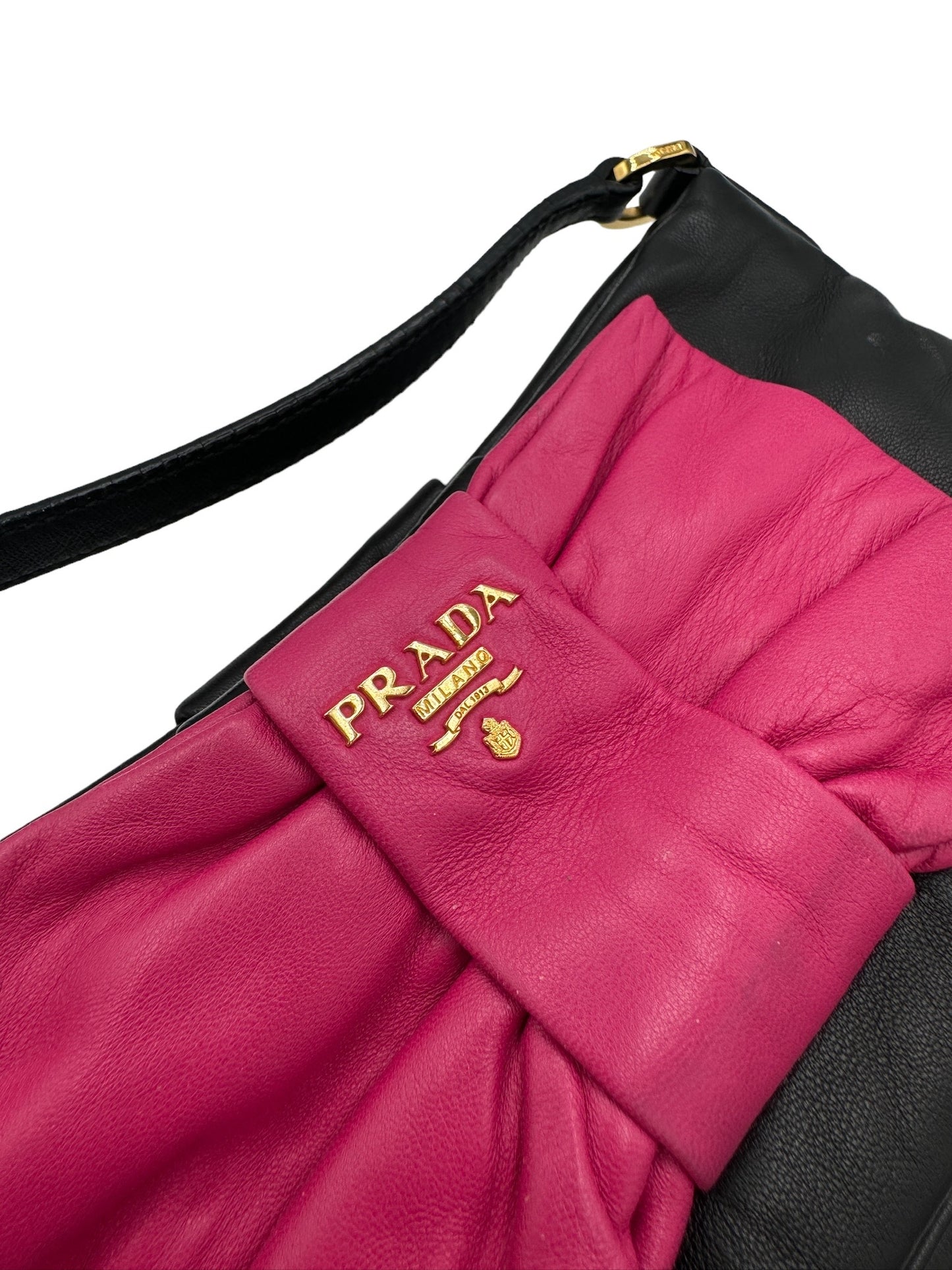 PRADA - Black & Pink Ribbon Shoulder Bag