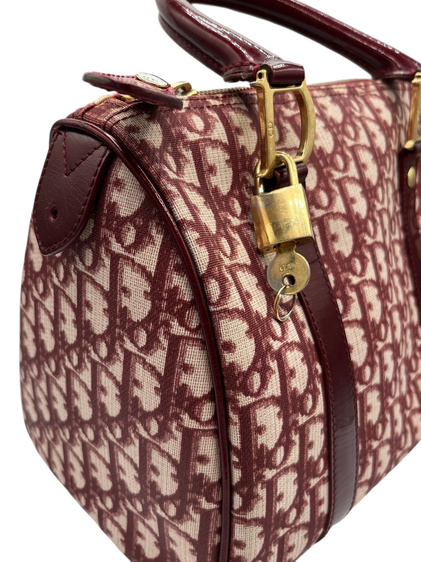 DIOR - Trotter Bordeaux Jacquard PVC Boston Handbag