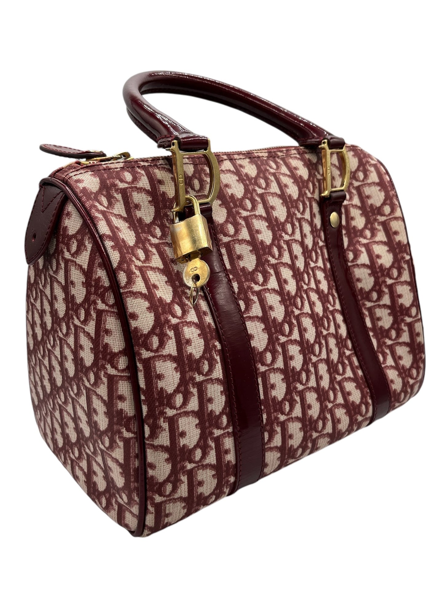 DIOR - Trotter Bordeaux Jacquard PVC Boston Handbag