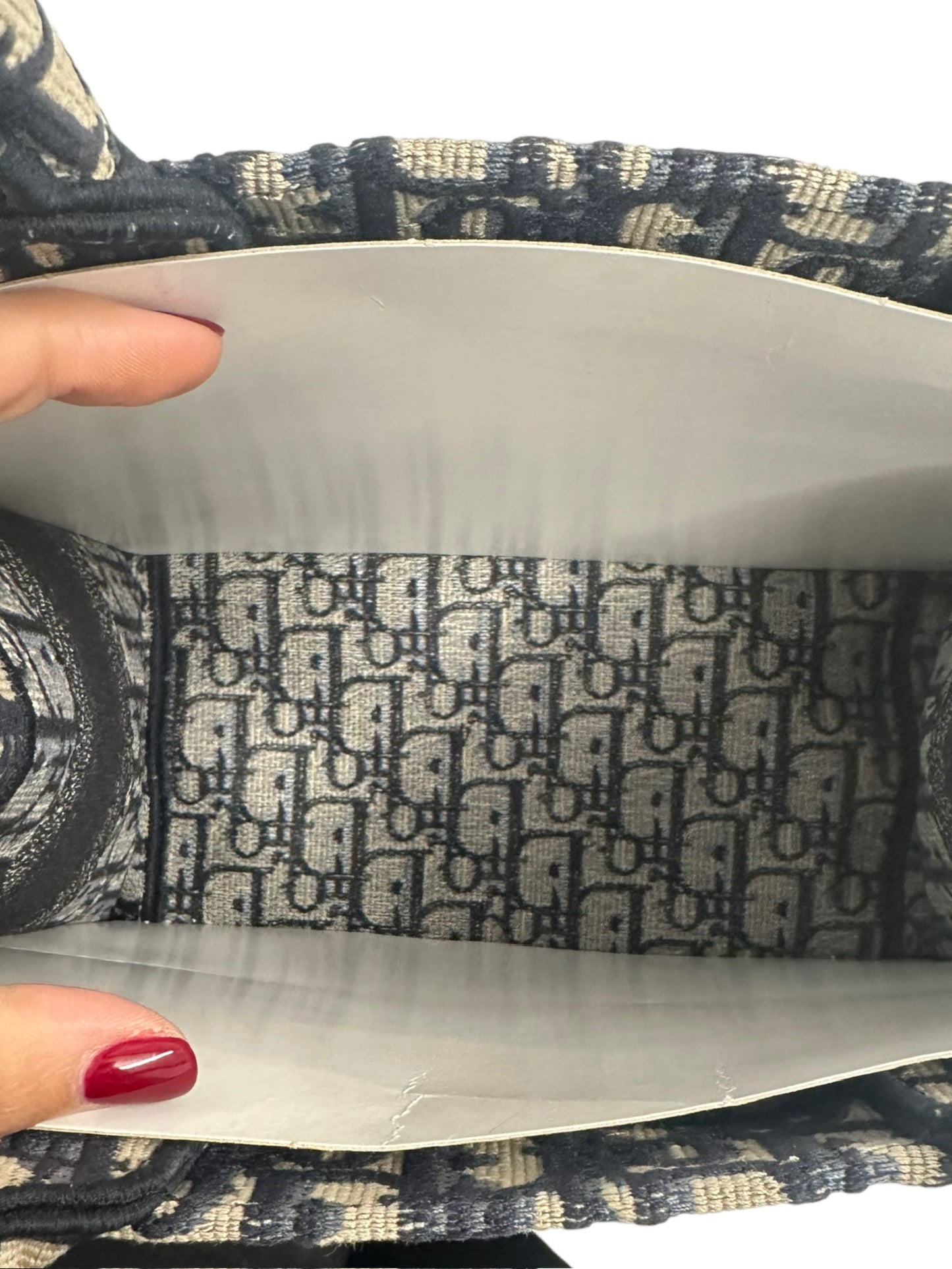 DIOR - Ecru Blue Oblique Embroidered Small Book Tote