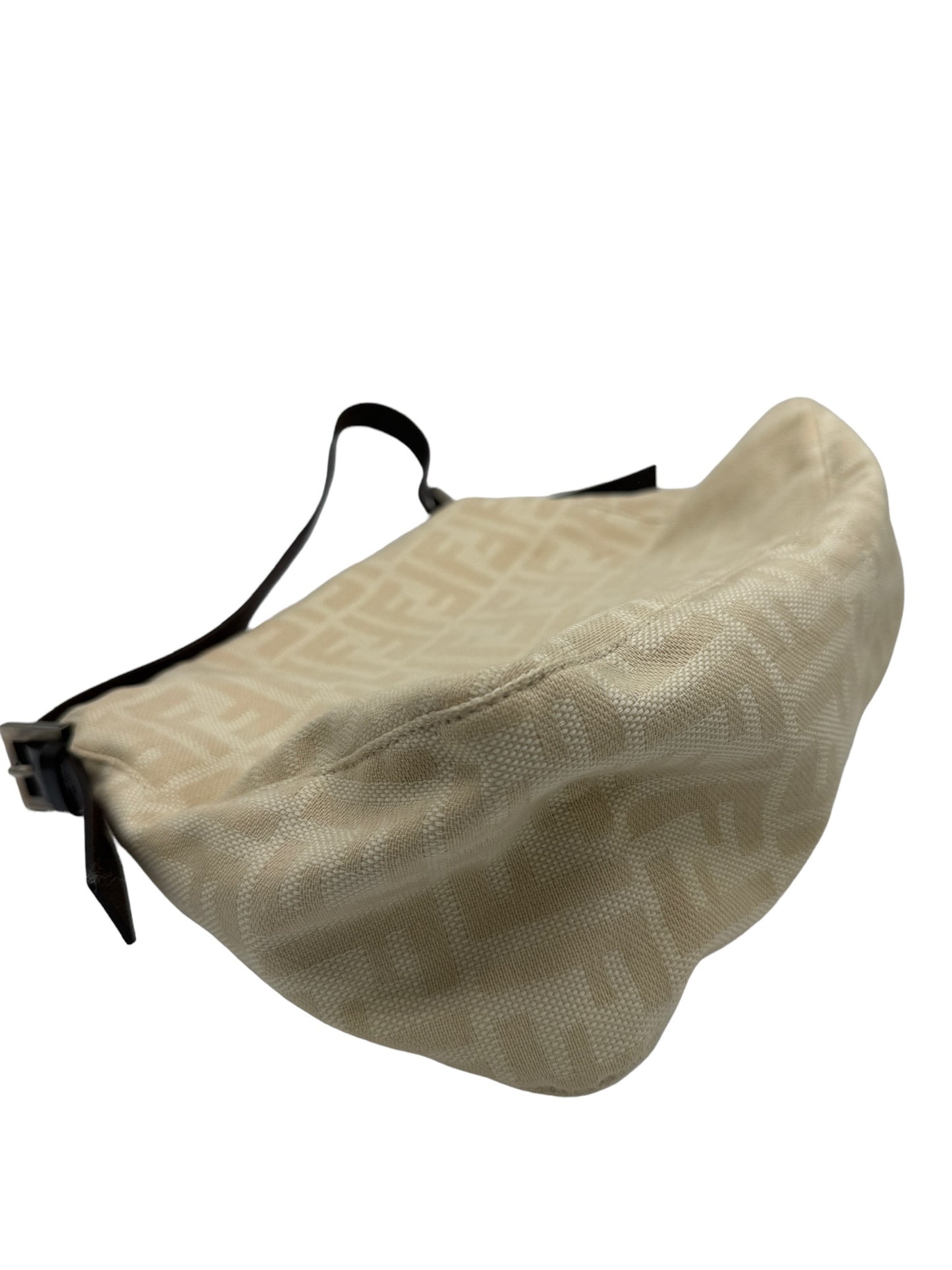FENDI - Mama Bucket Handbag Cream Dark Brown Jacquard Leather