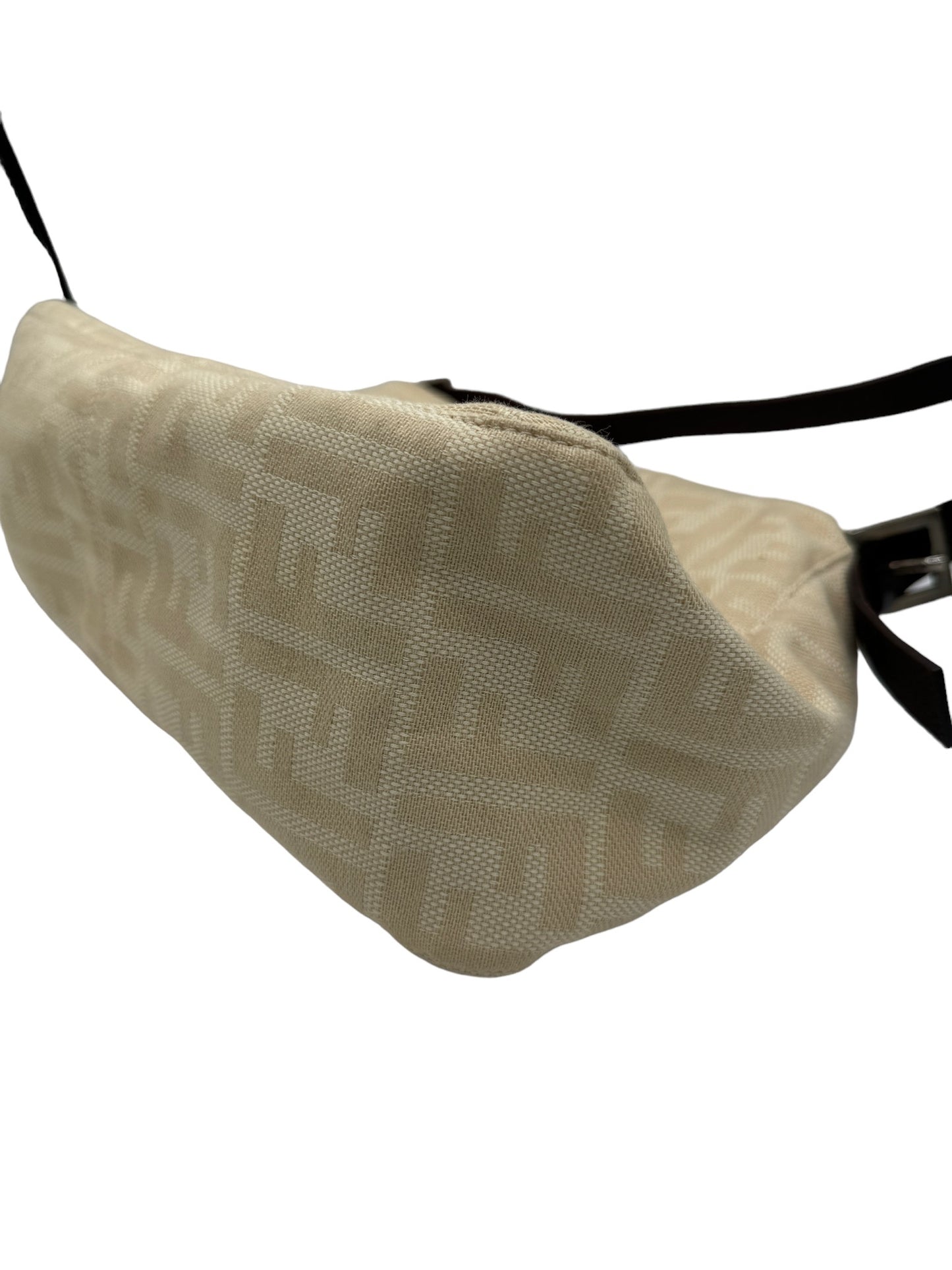 FENDI - Mama Bucket Handbag Cream Dark Brown Jacquard Leather