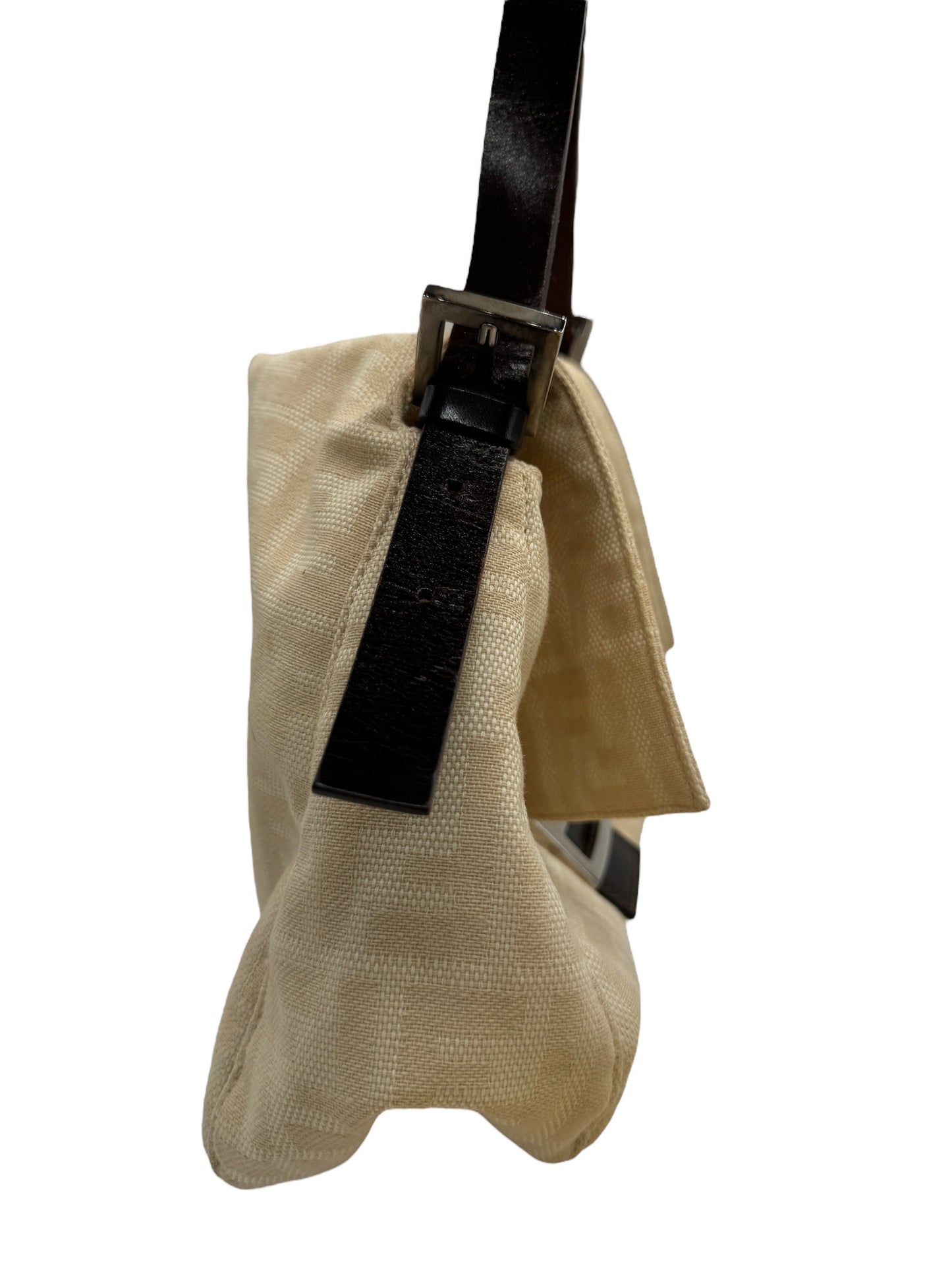 FENDI - Mama Bucket Handbag Cream Dark Brown Jacquard Leather