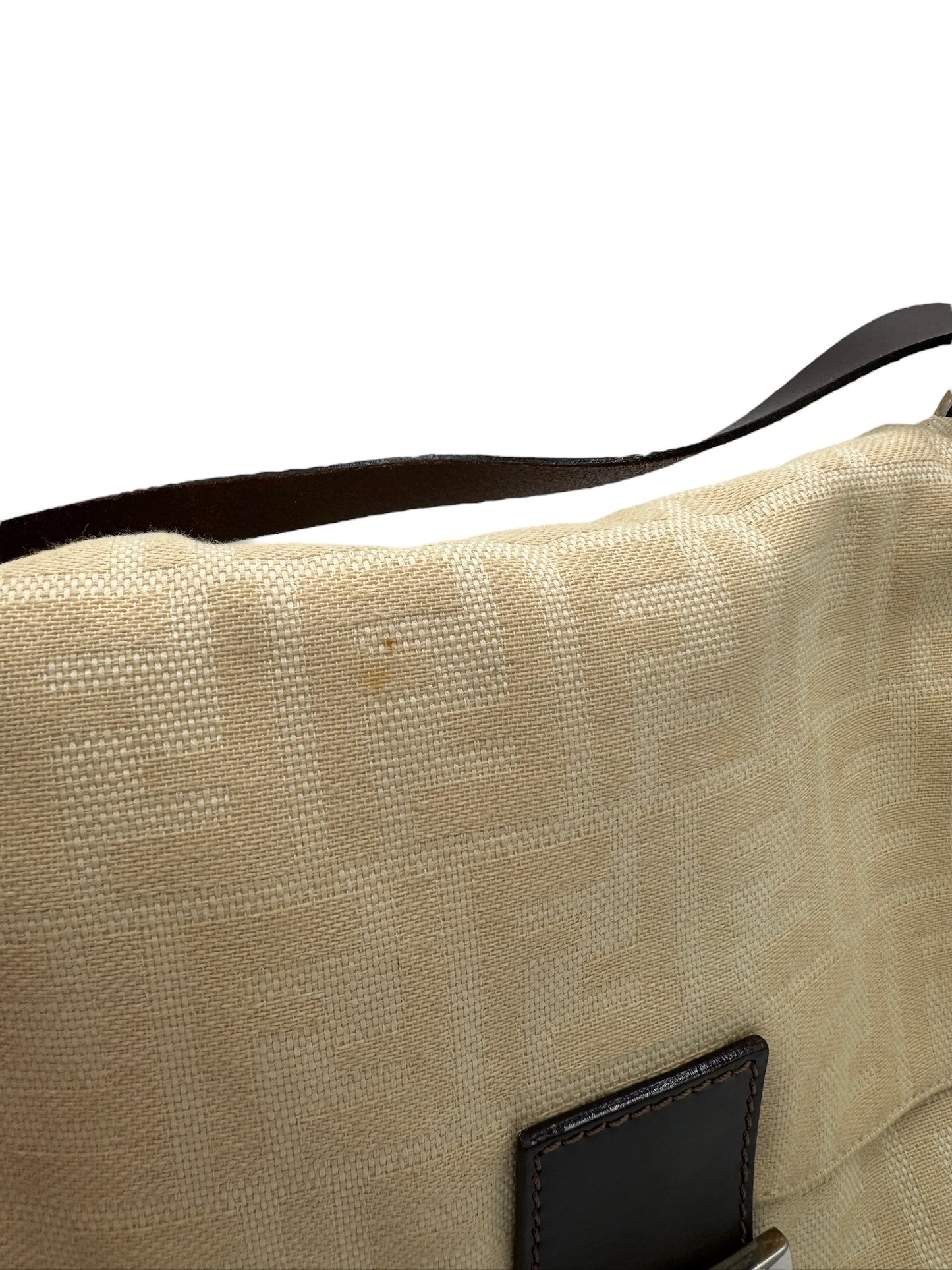 FENDI - Mama Bucket Handbag Cream Dark Brown Jacquard Leather