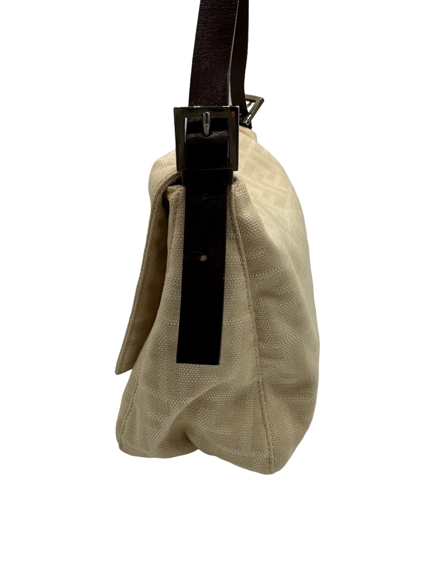 FENDI - Mama Bucket Handbag Cream Dark Brown Jacquard Leather