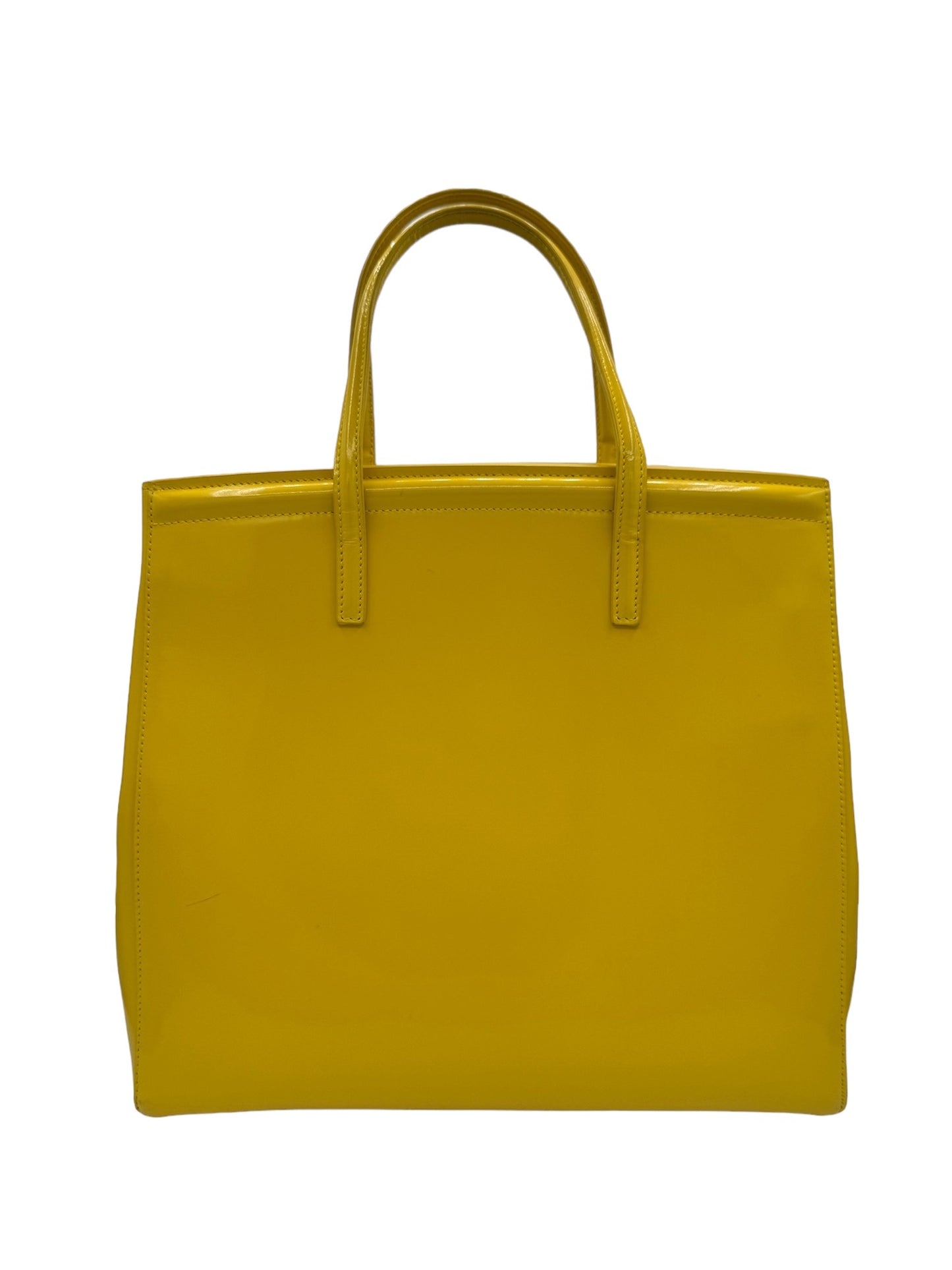 PRADA - Yellow Patent Leather Tote Bag