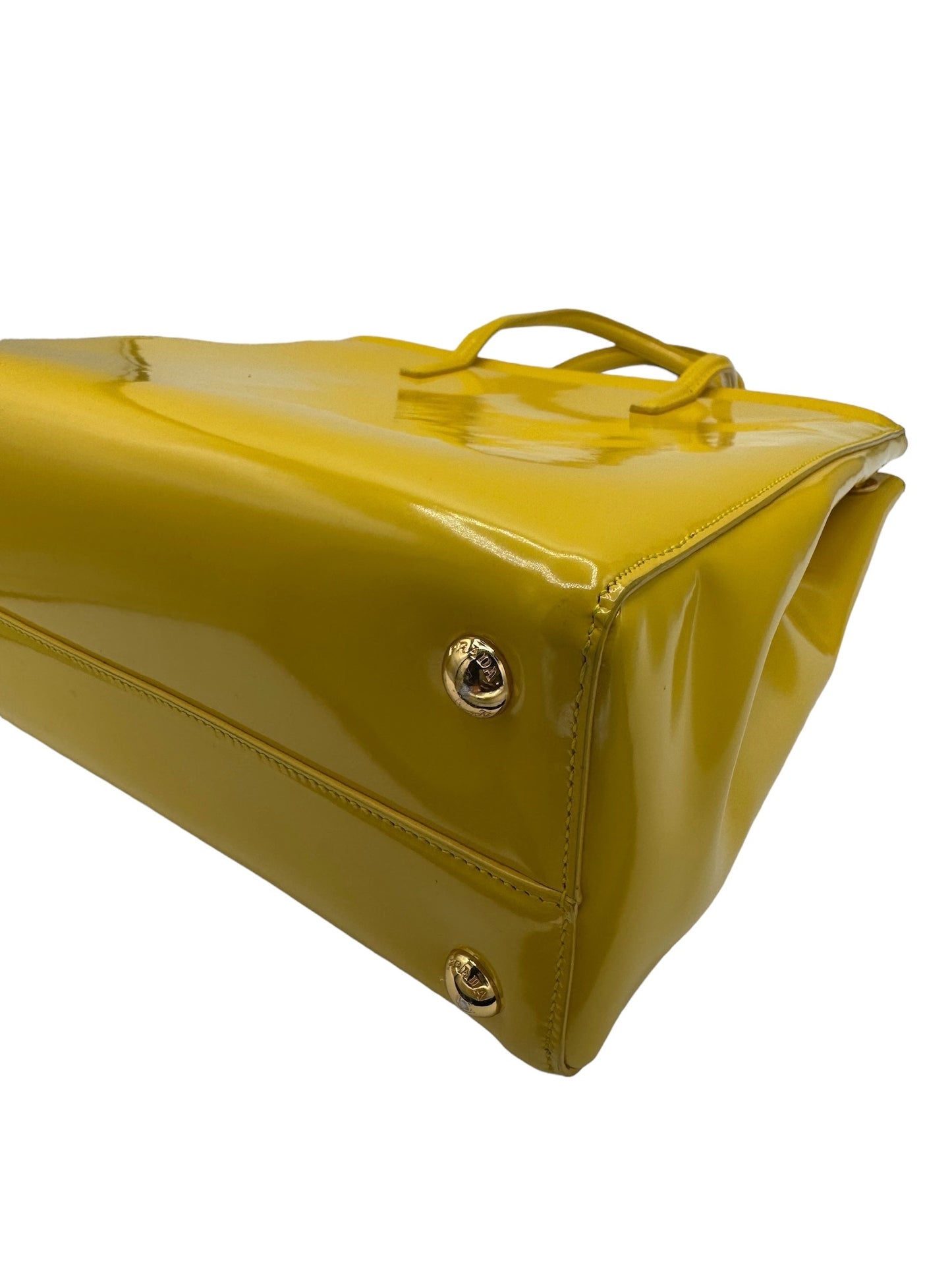 PRADA - Yellow Patent Leather Tote Bag