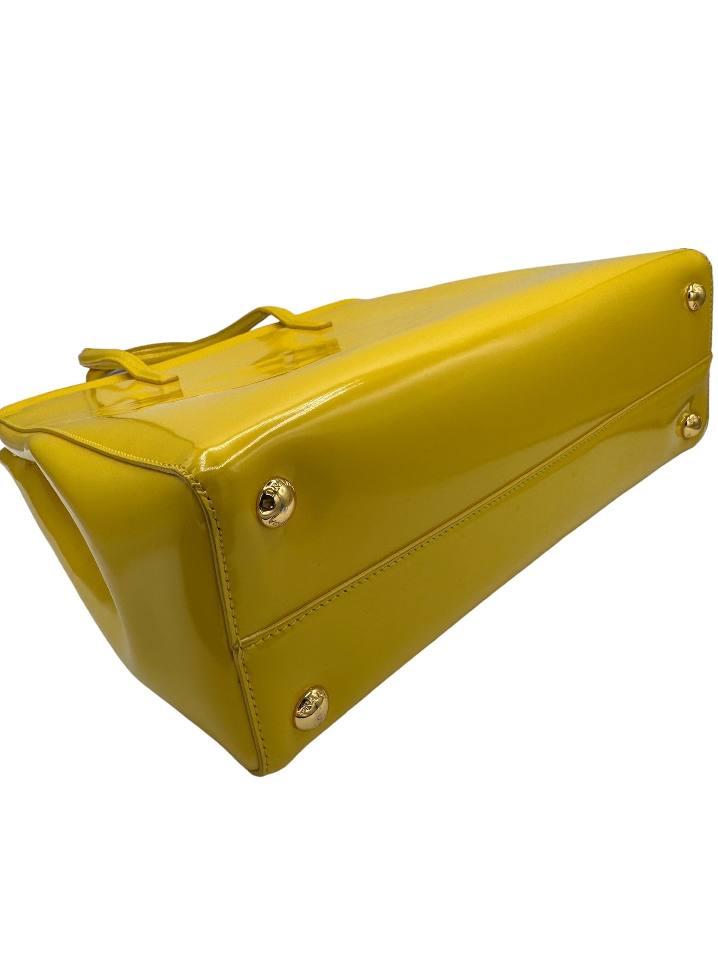 PRADA - Yellow Patent Leather Tote Bag