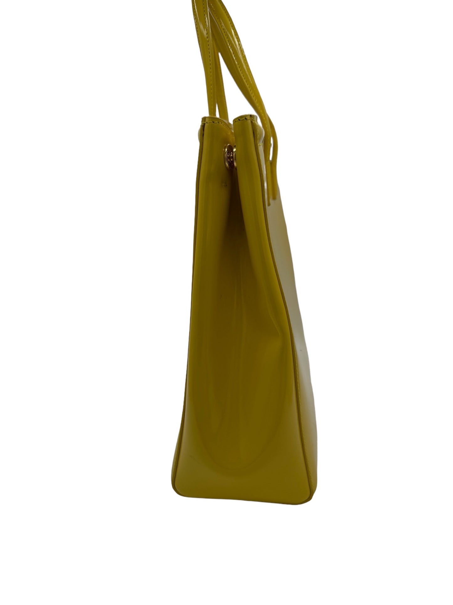 PRADA - Yellow Patent Leather Tote Bag