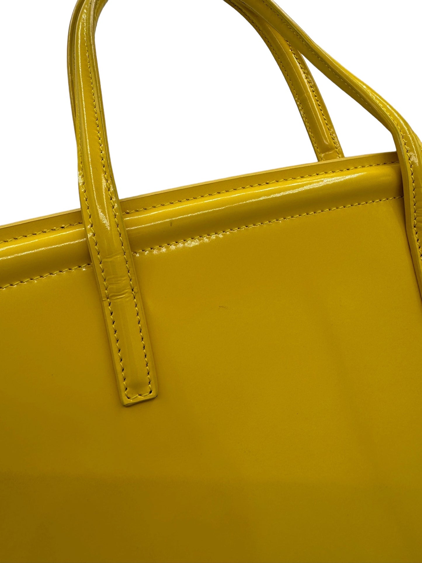 PRADA - Yellow Patent Leather Tote Bag