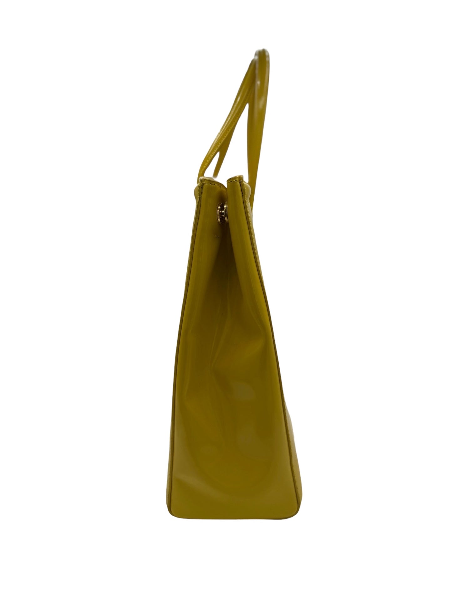 PRADA - Yellow Patent Leather Tote Bag