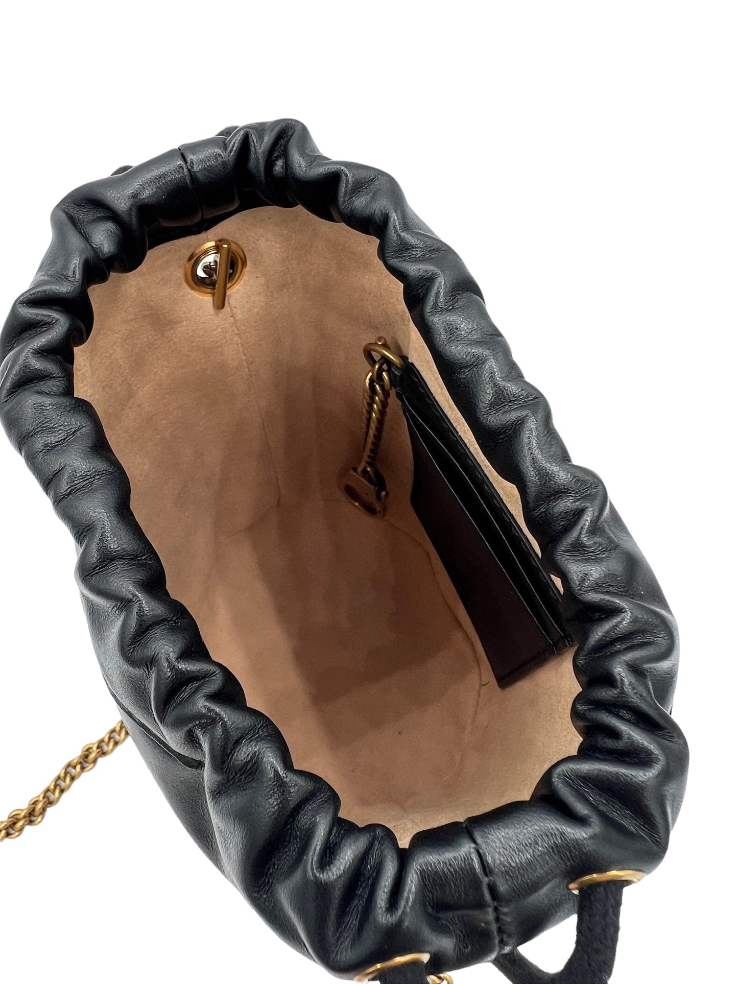 GUCCI - Black Matelasse Leather Mini GG Marmont Bucket Bag