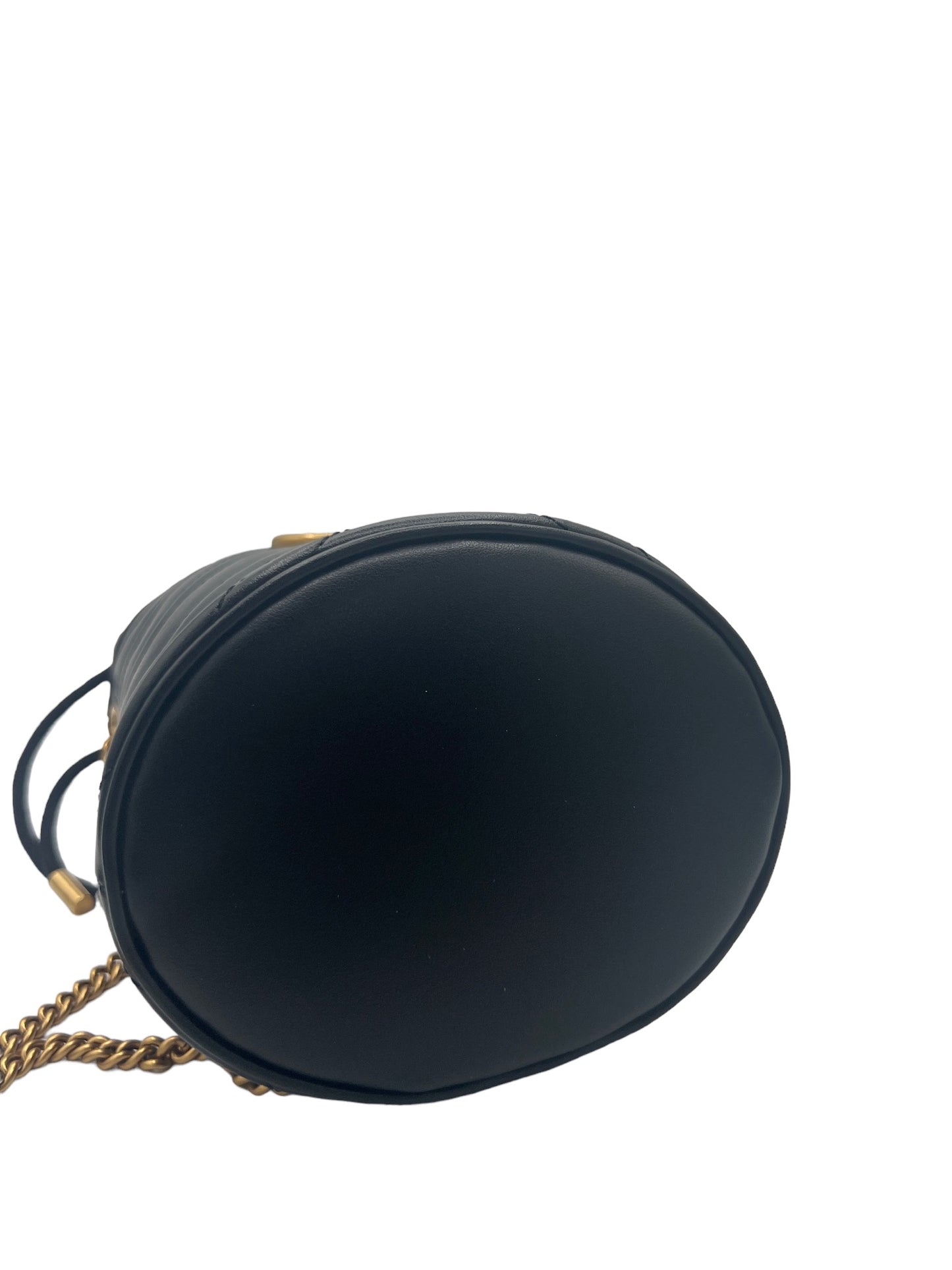 GUCCI - Black Matelasse Leather Mini GG Marmont Bucket Bag