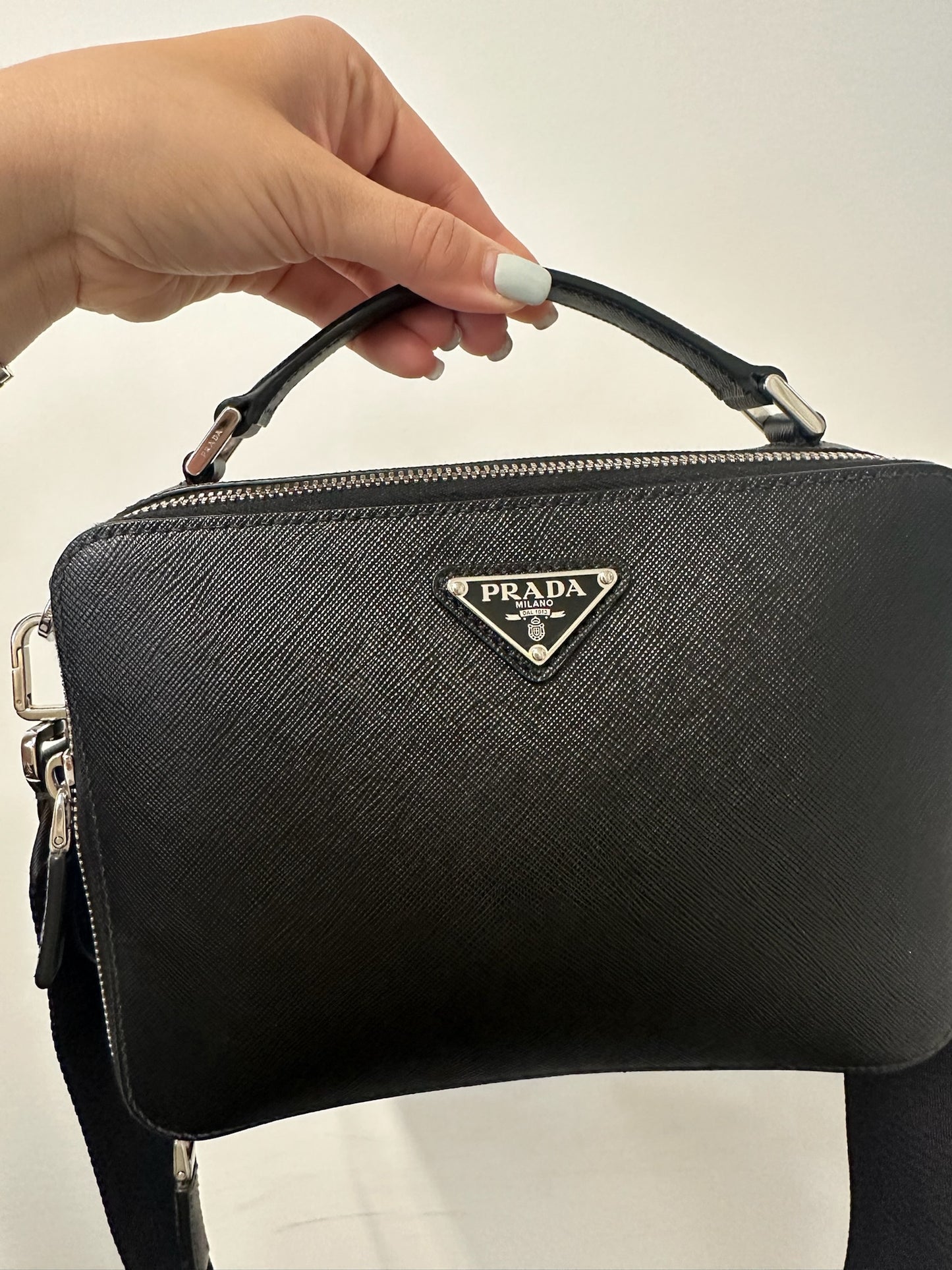 PRADA - Black Saffiano Messenger Bag