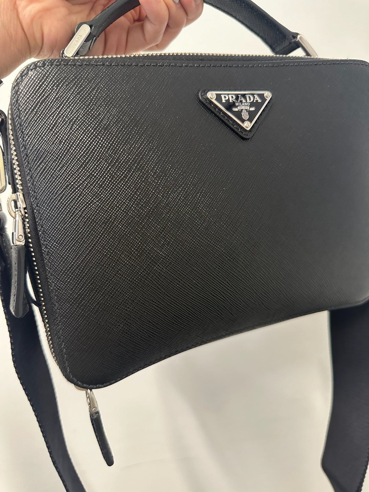 PRADA - Black Saffiano Messenger Bag