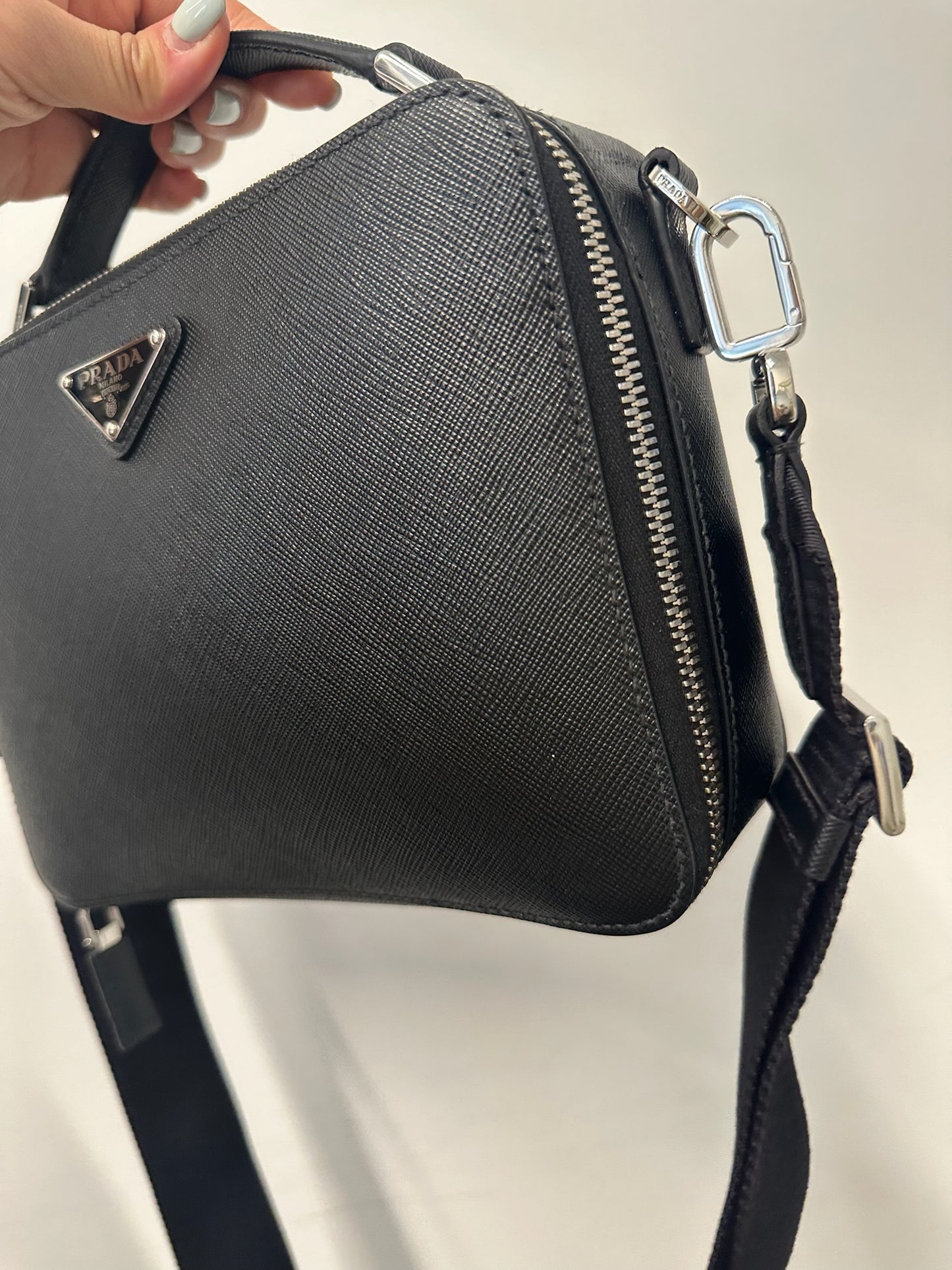 PRADA - Black Saffiano Messenger Bag