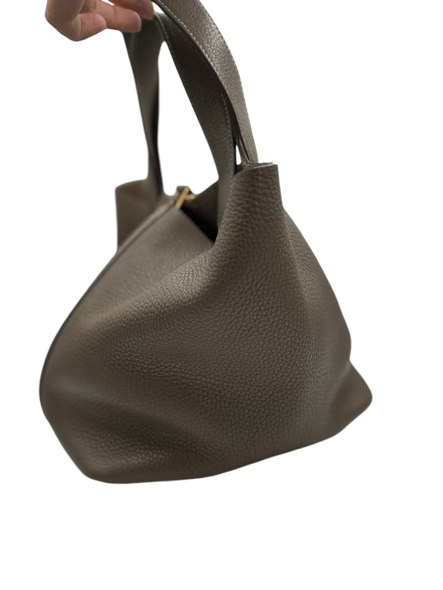 PRE-OWNED Picotin Lock MM Handbag Etoupe Taurillon Clemence