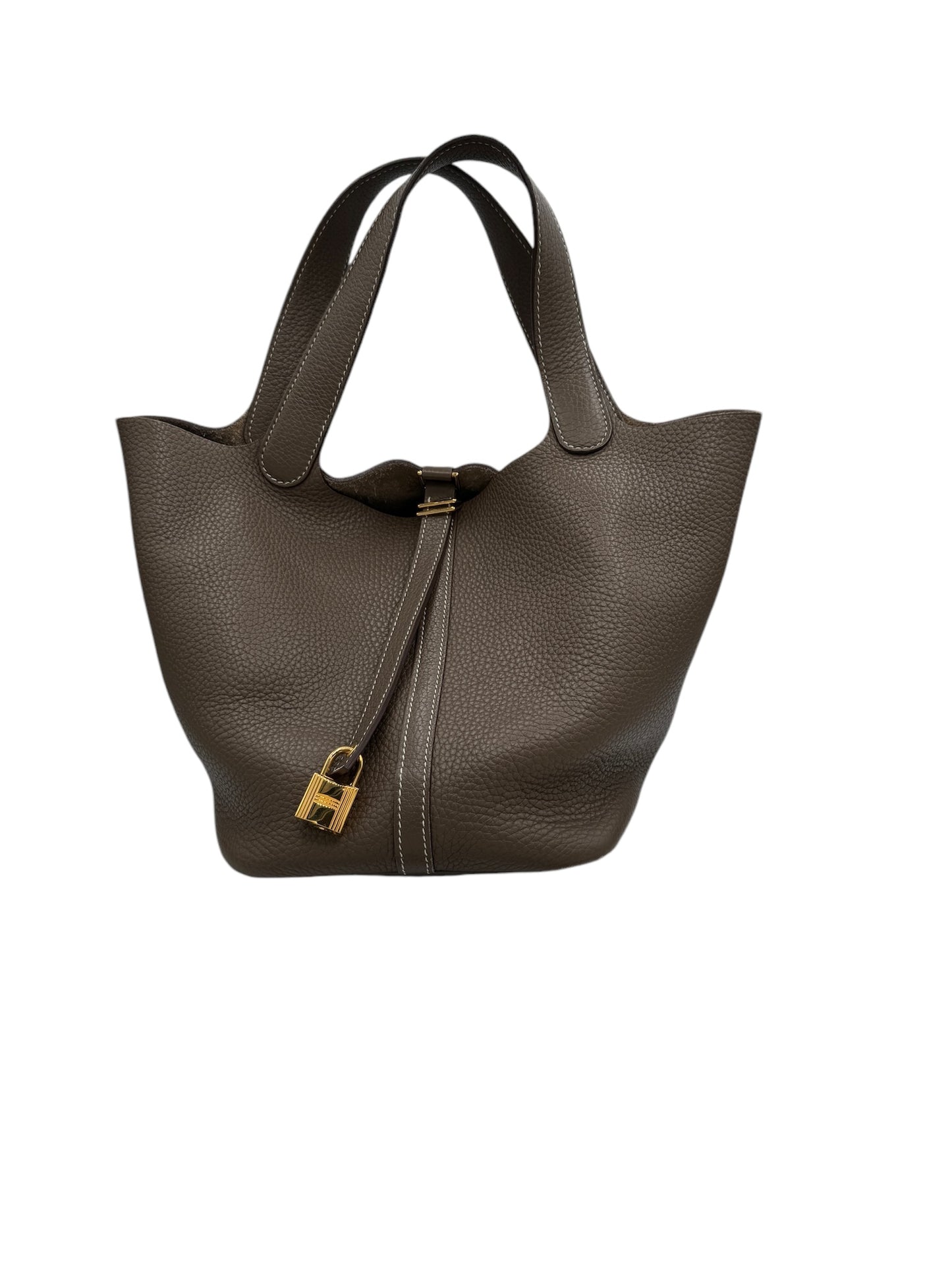 PRE-OWNED Picotin Lock MM Handbag Etoupe Taurillon Clemence