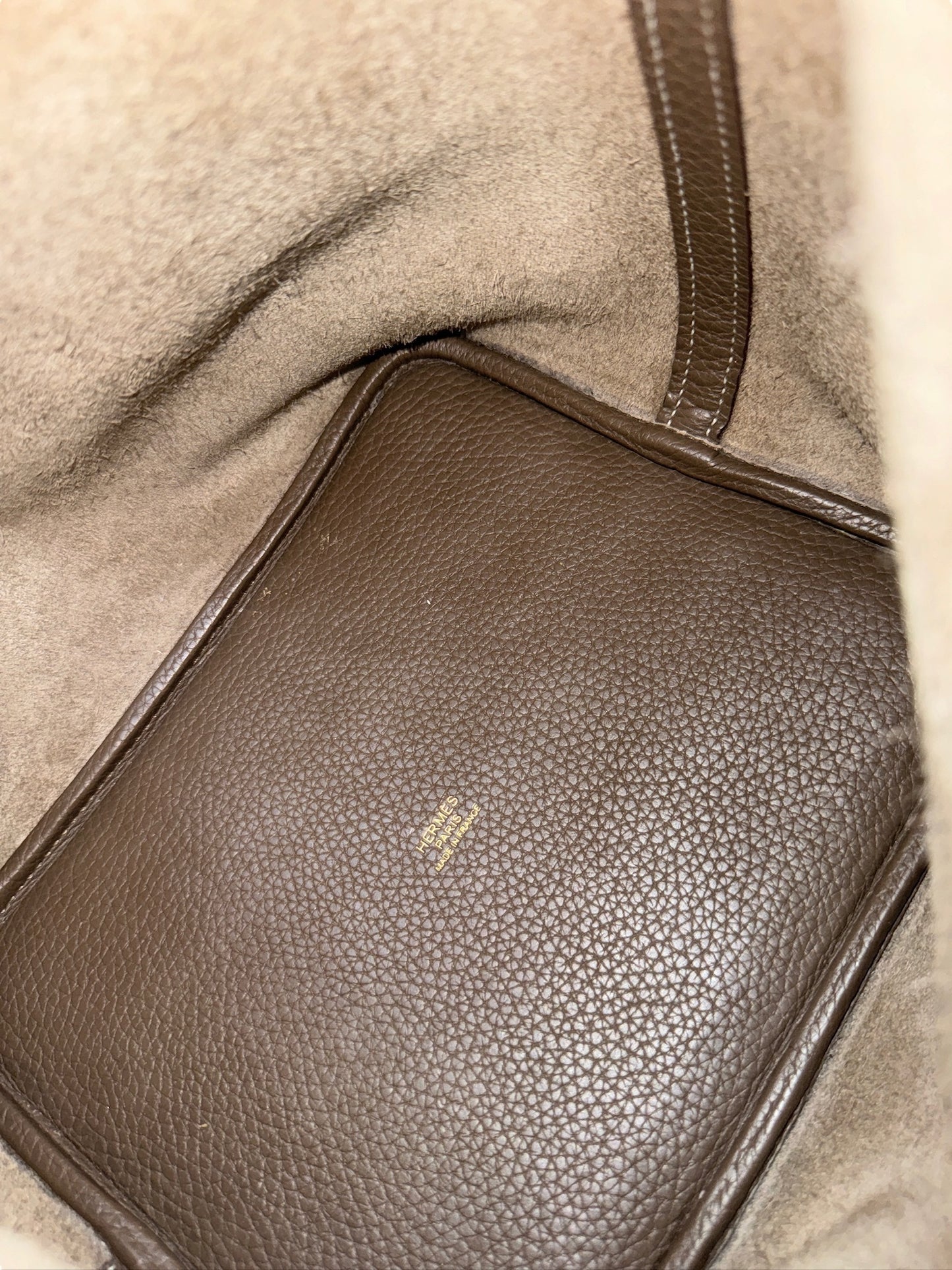 PRE-OWNED Picotin Lock MM Handbag Etoupe Taurillon Clemence
