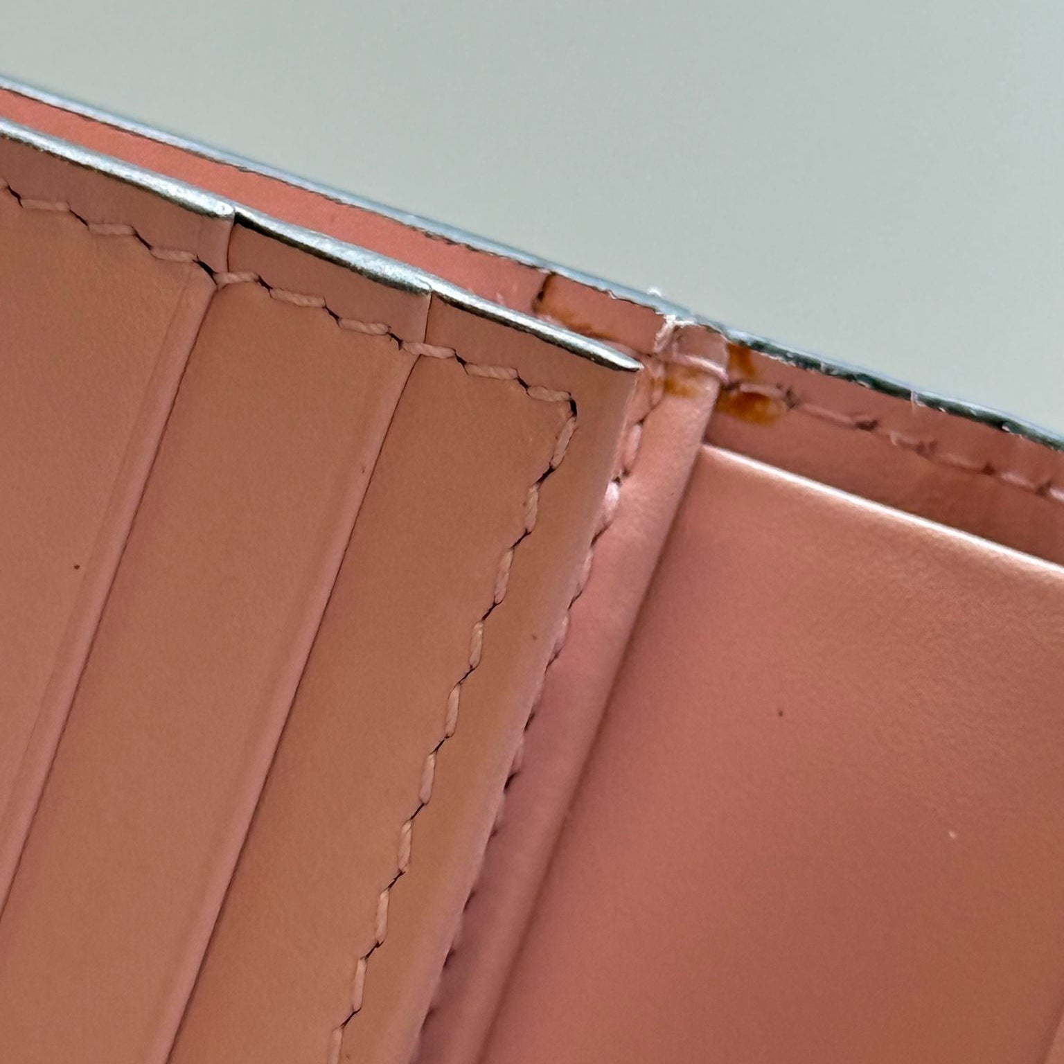 PRE-OWNED Guccissima Signature Crystal Cat Card Case Wallet Light Candy Pink