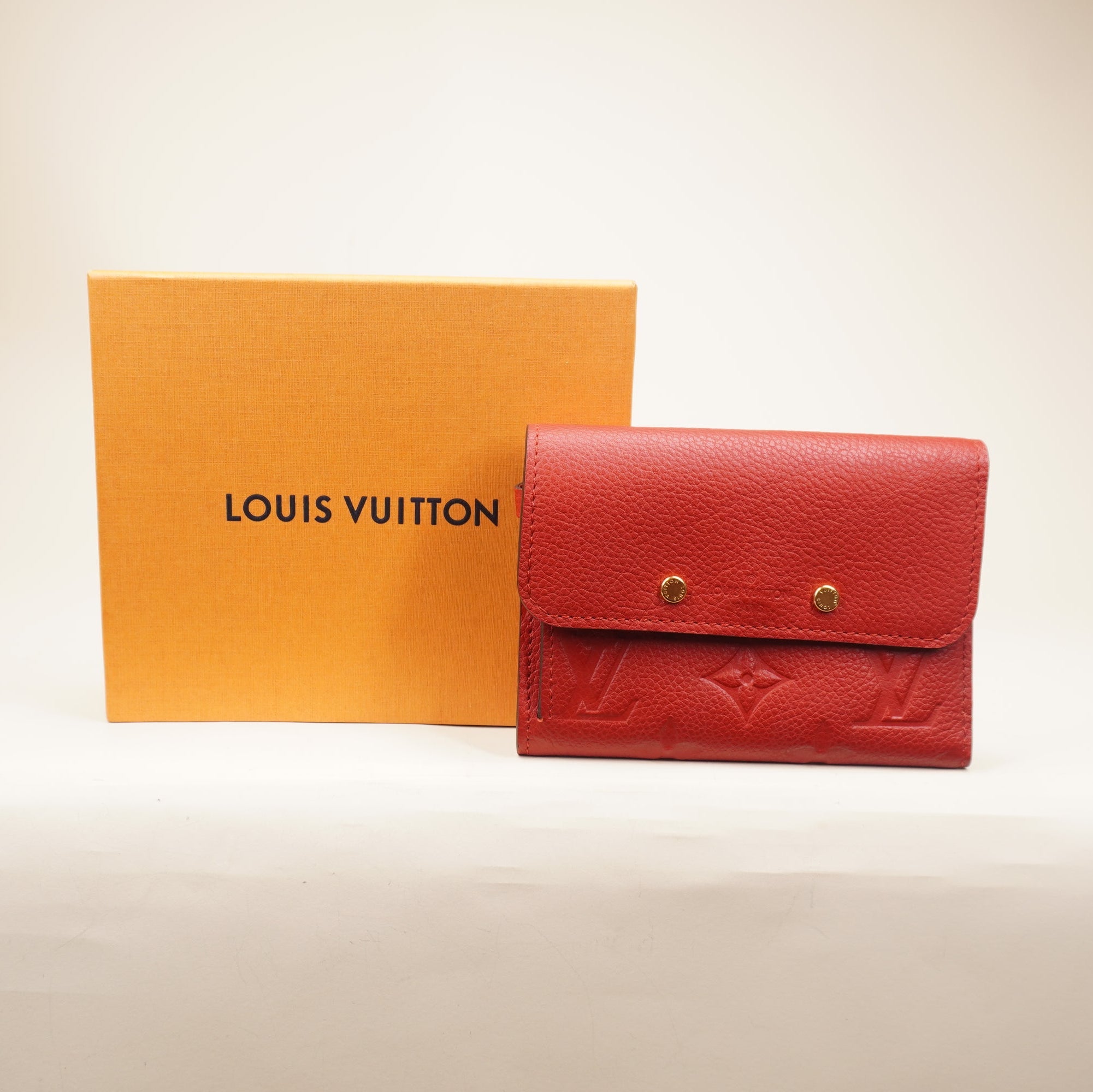 PRE-OWNED LV Red Empreinte Pont-Neuf Compact Wallet