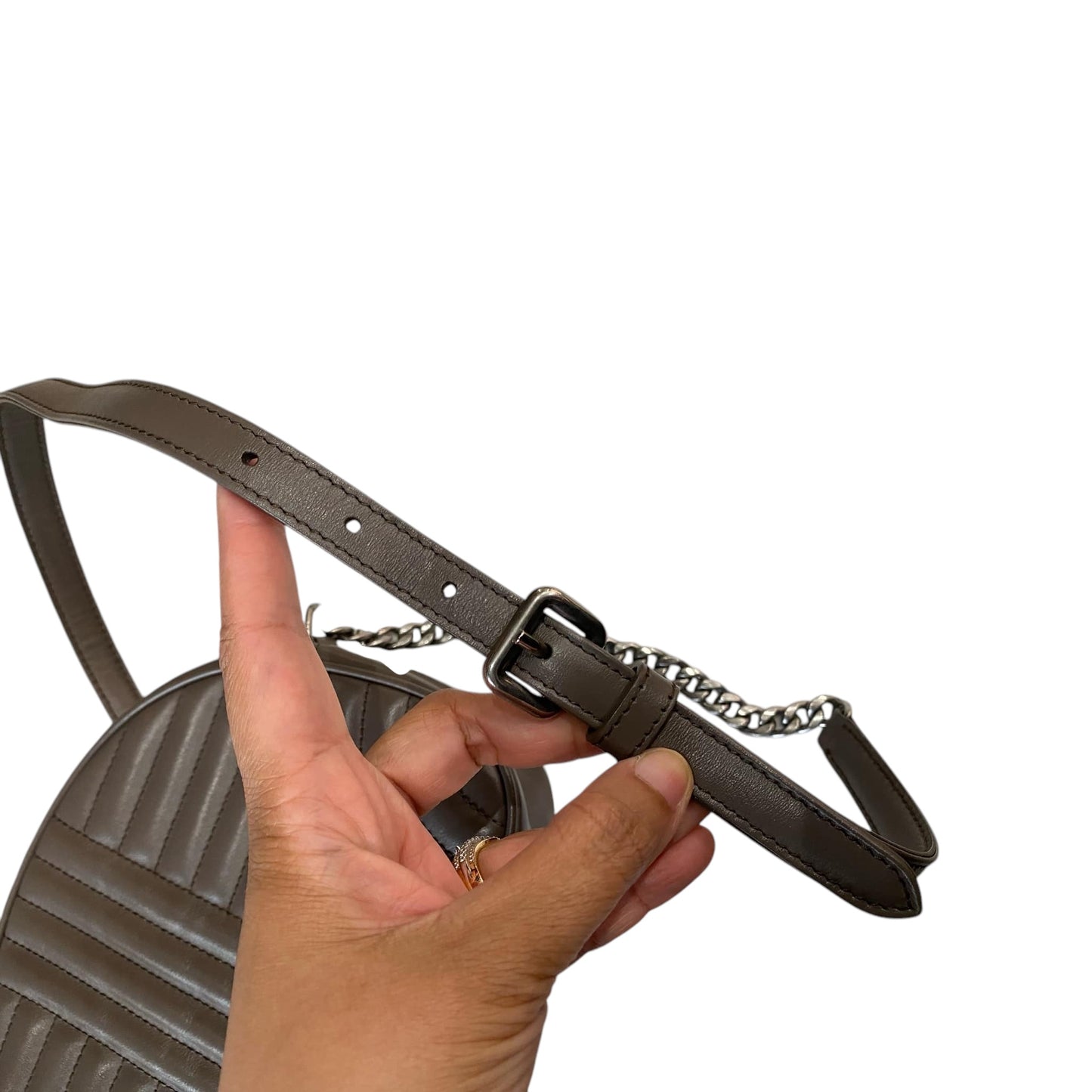 PRE-OWNED Grey Soft Calf Diagramme Crossbody Bag