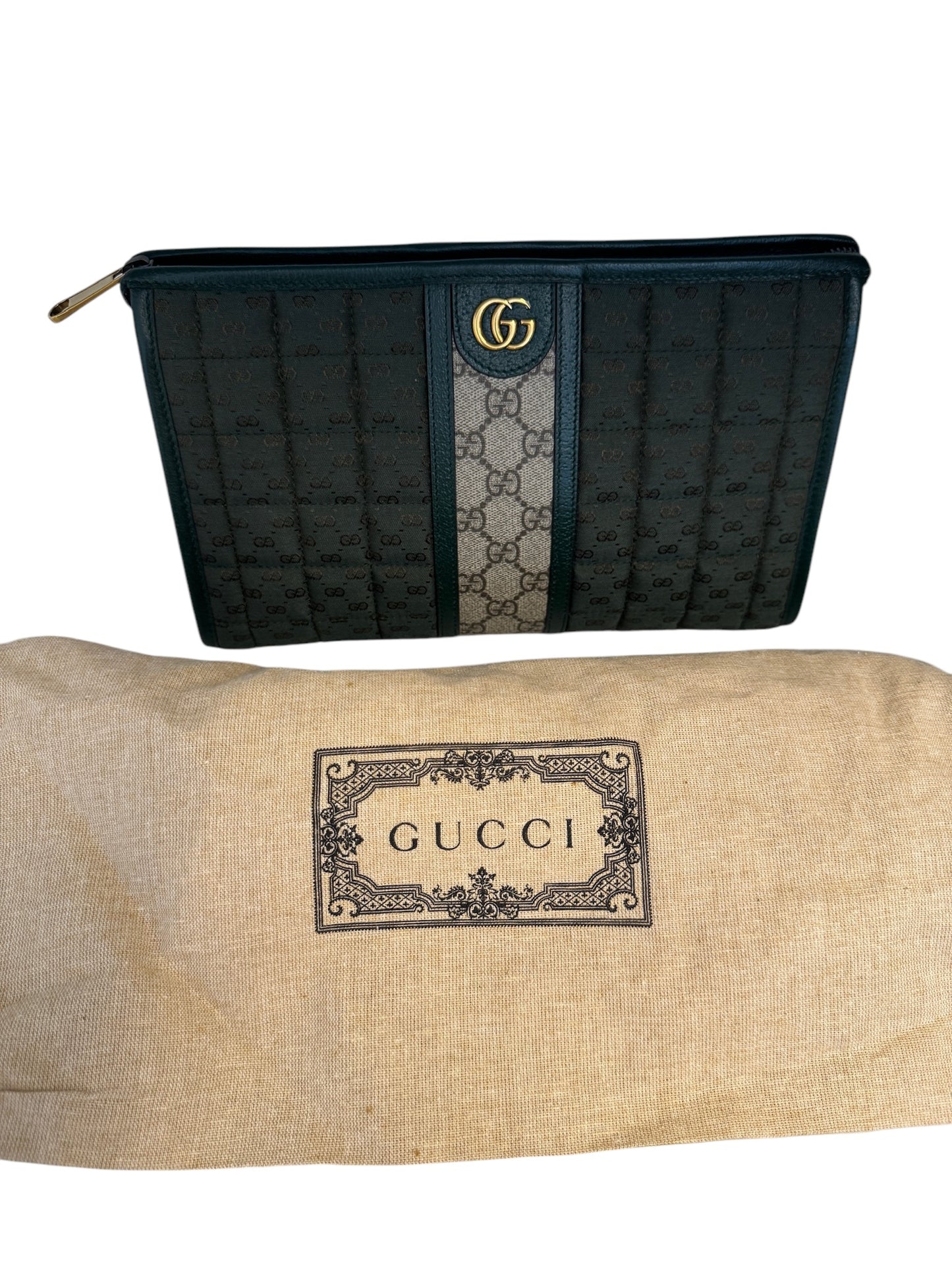 GUCCI - Green GG Supreme Canvas Microguccissima Canvas Mini Pouch