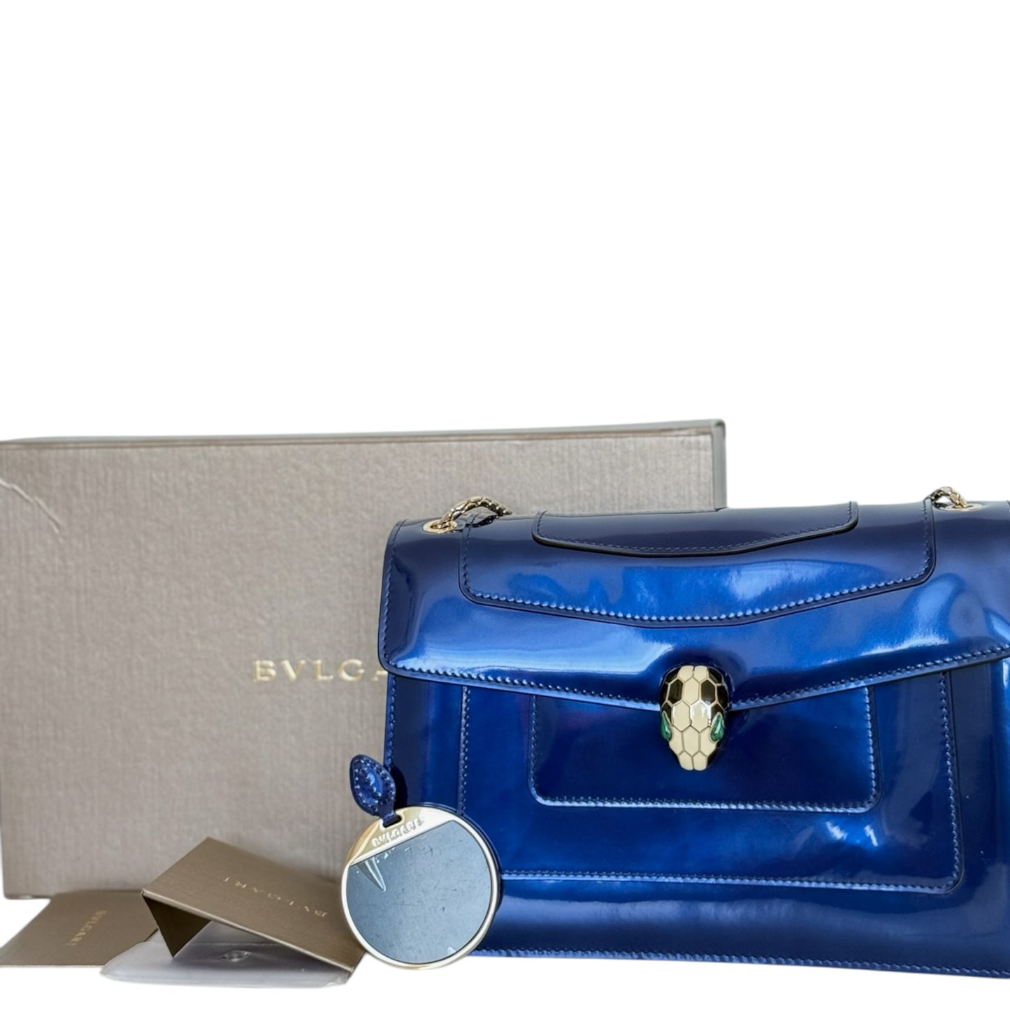 PRE-OWNED Metallic Calfskin Serpenti Forever Shoulder Bag