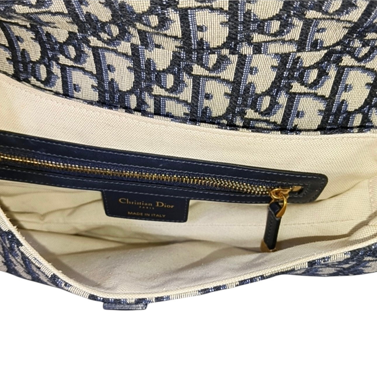 PRE-OWNED Oblique Saddle Bag in Blue with Strap Shoulder Bag