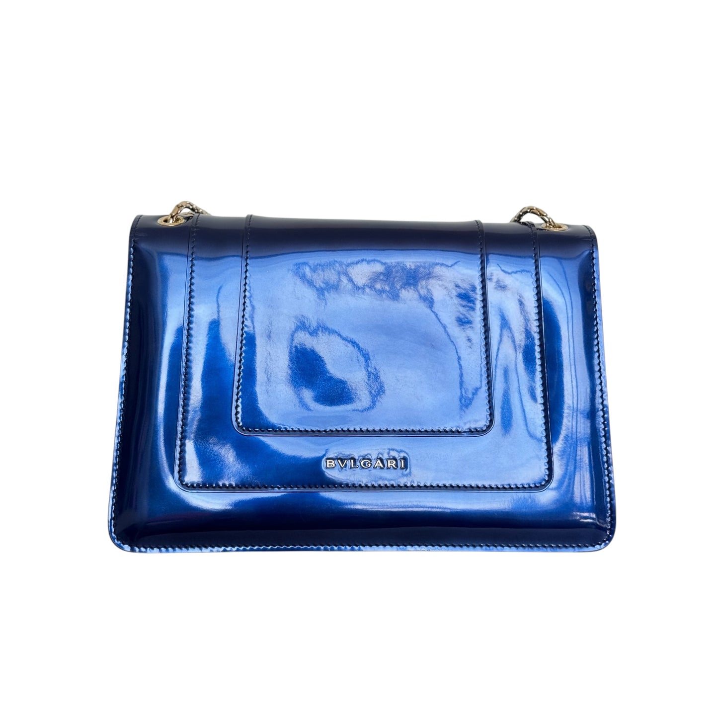 PRE-OWNED Metallic Calfskin Serpenti Forever Shoulder Bag